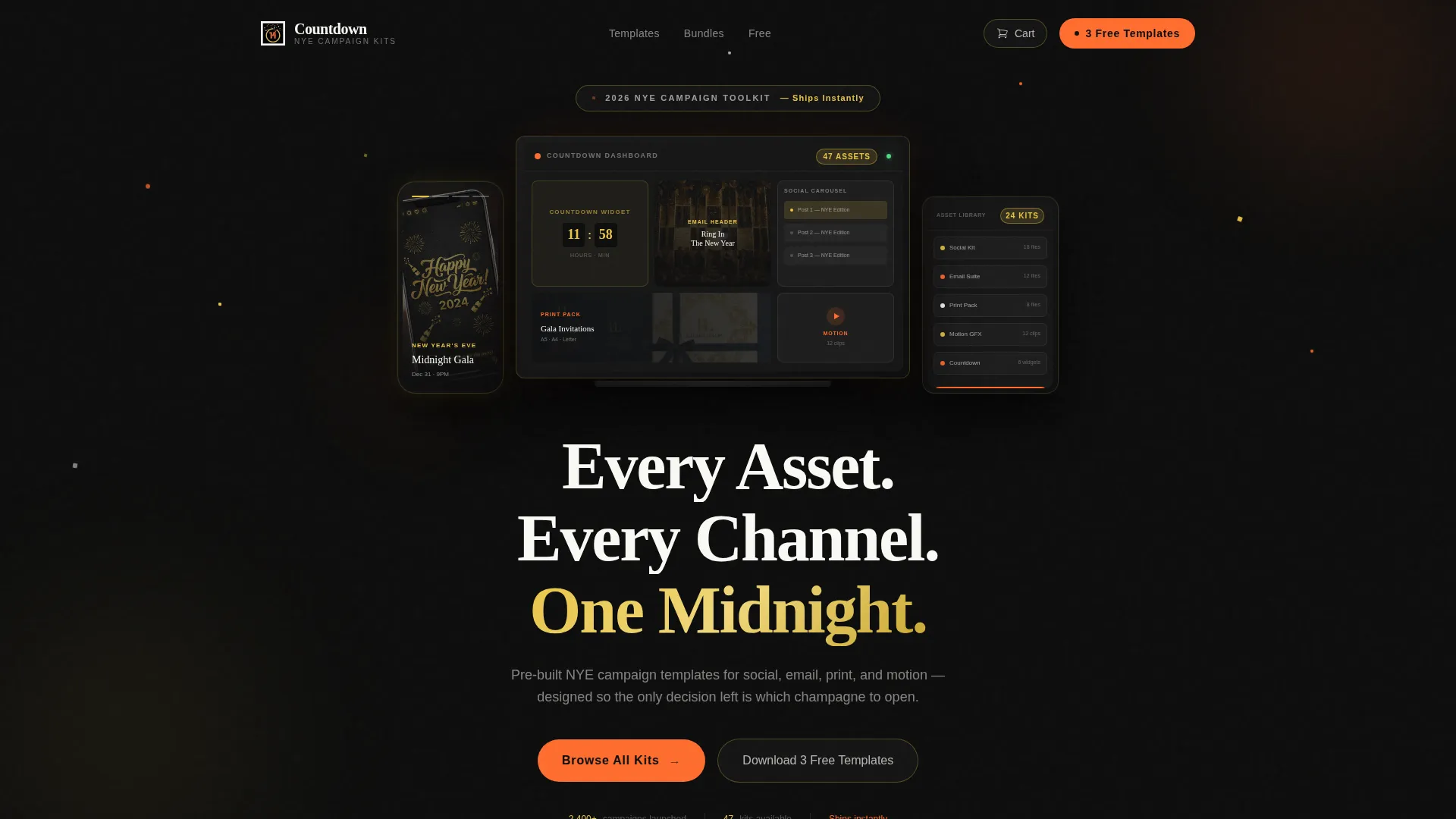 Electric Nye Landing Page Template for NYE Campaigns