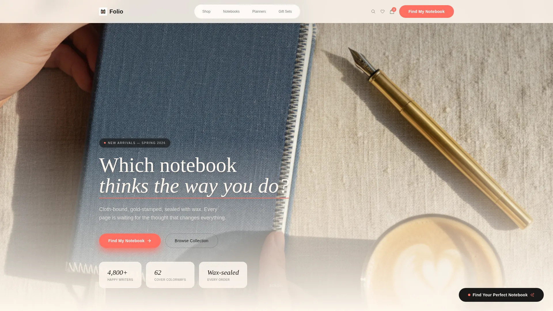 Luxe Notebooks & Planners Store Landing Page