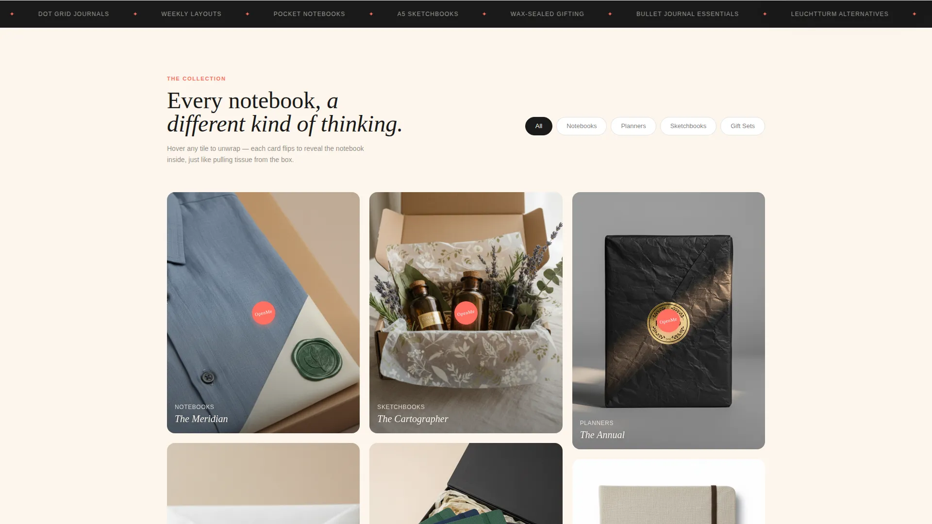 Luxe Notebooks & Planners Store Landing Page