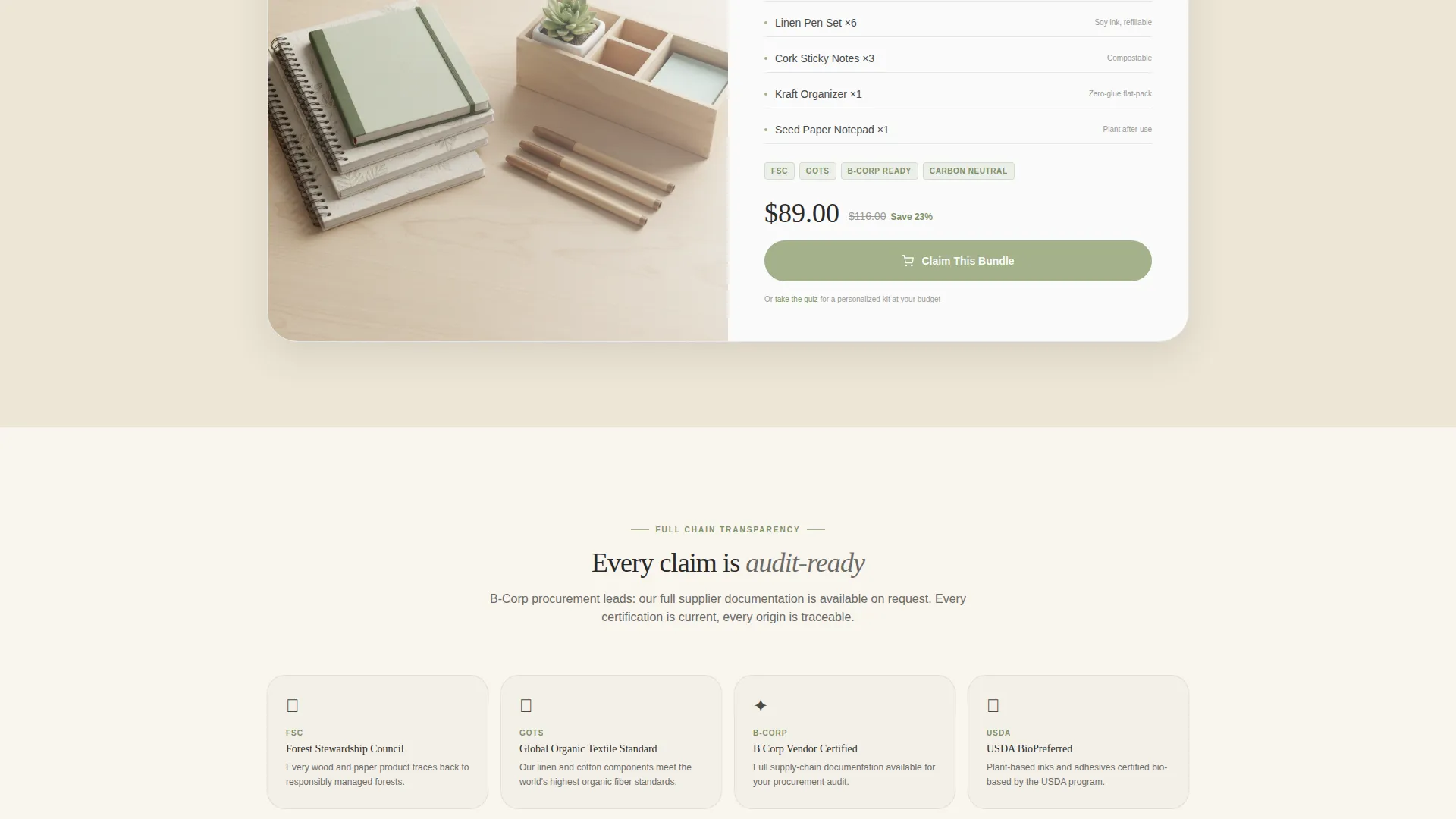 Sustainable Office Supplies Landing Page Template