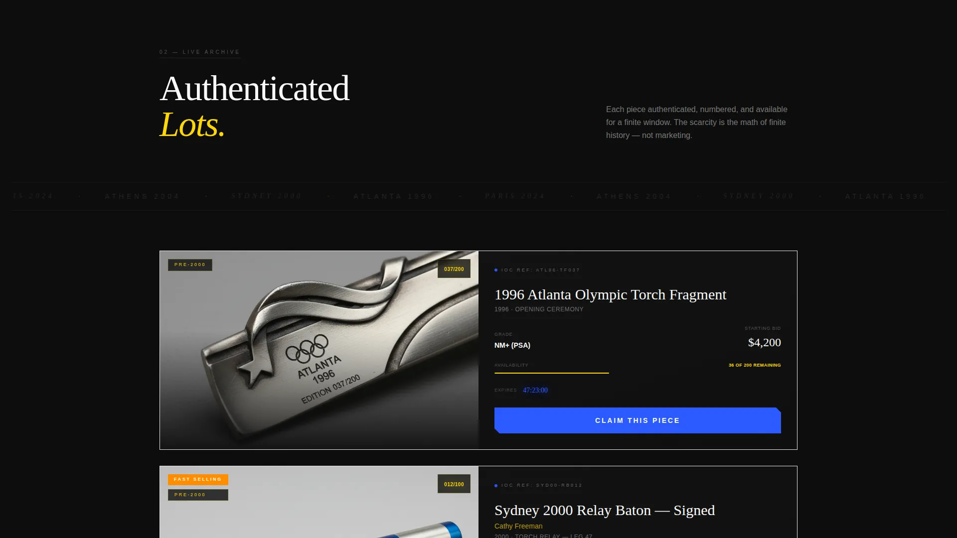 Olympic Memorabilia Landing Page Template
