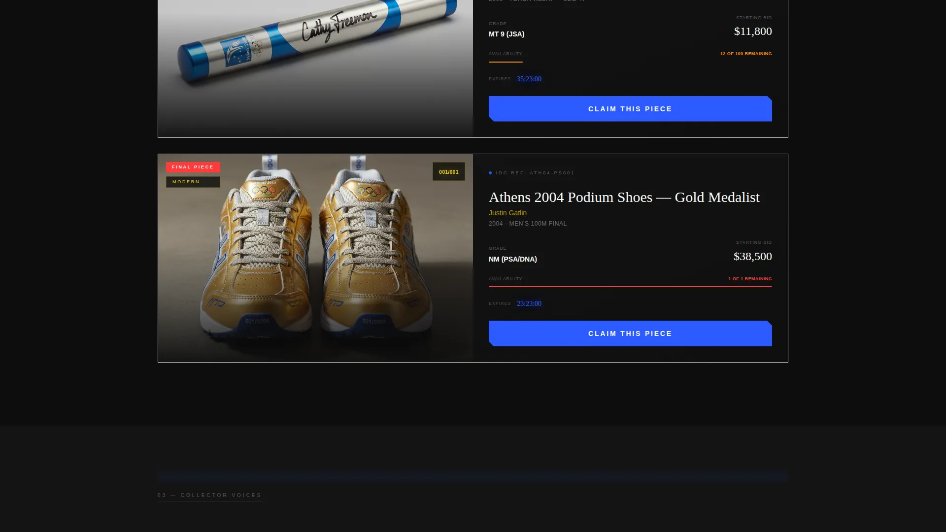 Olympic Memorabilia Landing Page Template