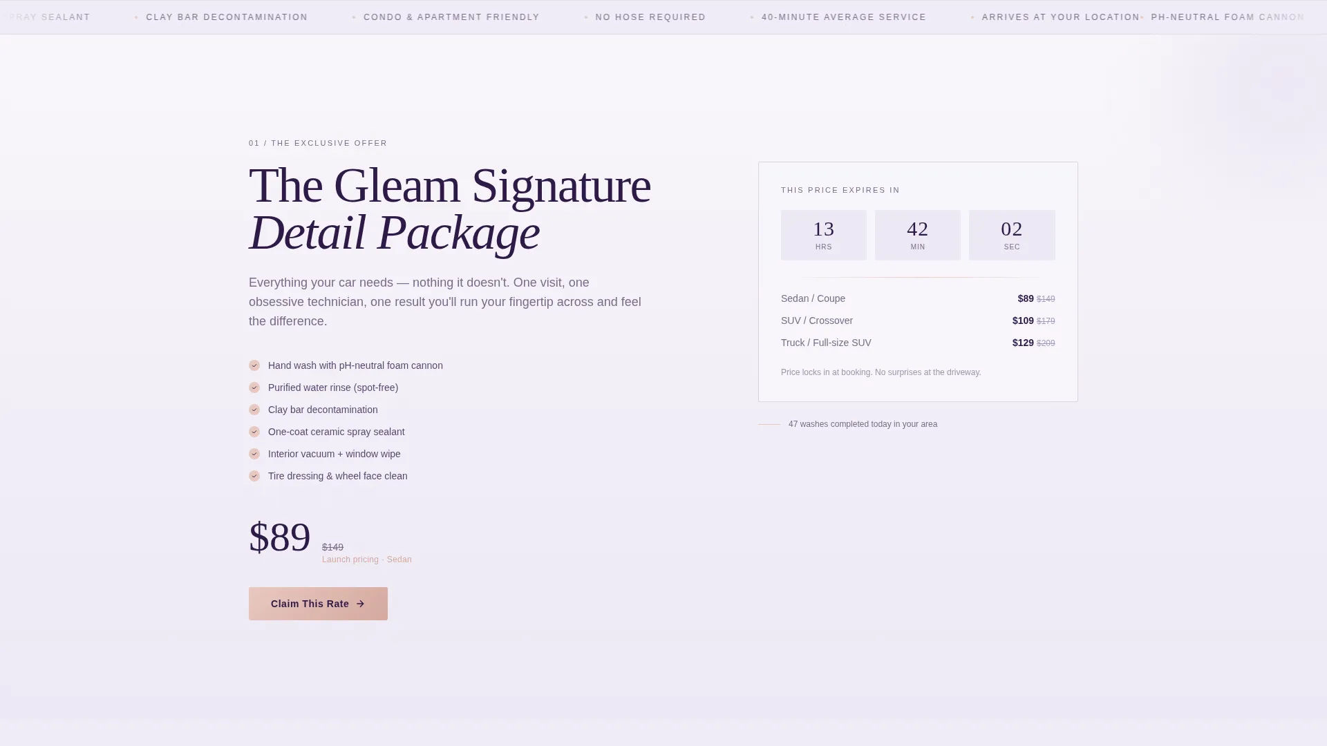 Premium On-Demand Car Wash Landing Page Template