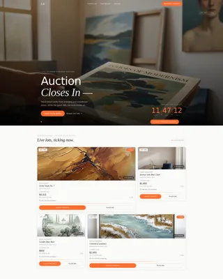 Art Auction Landing Page Template with Bento Grid