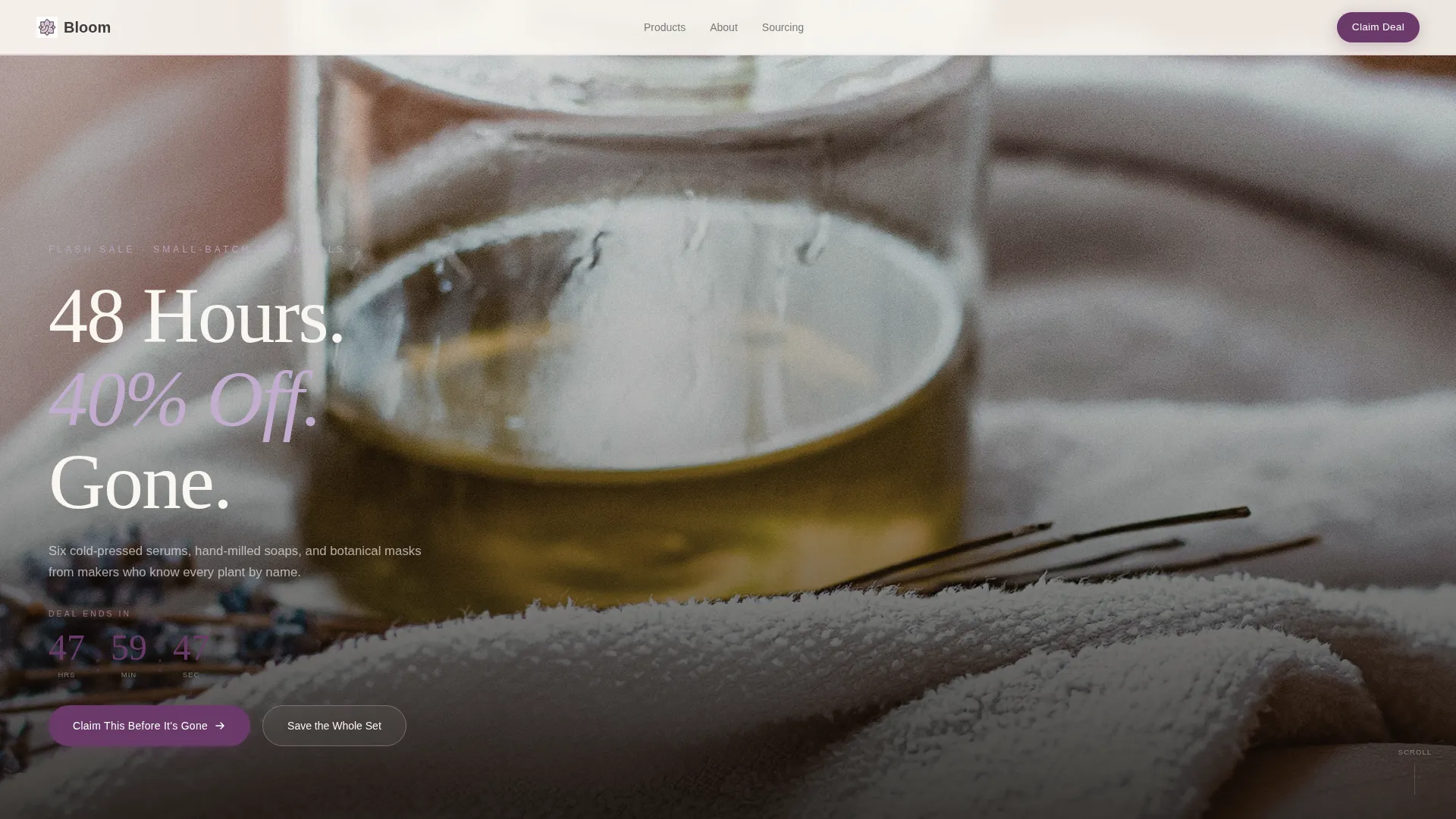 Luxe Botanical Beauty Flash Sale Landing Page