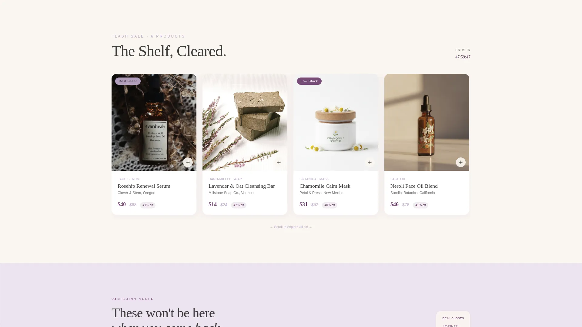 Luxe Botanical Beauty Flash Sale Landing Page