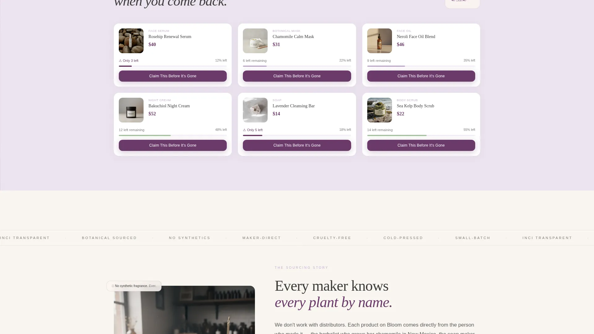 Luxe Botanical Beauty Flash Sale Landing Page
