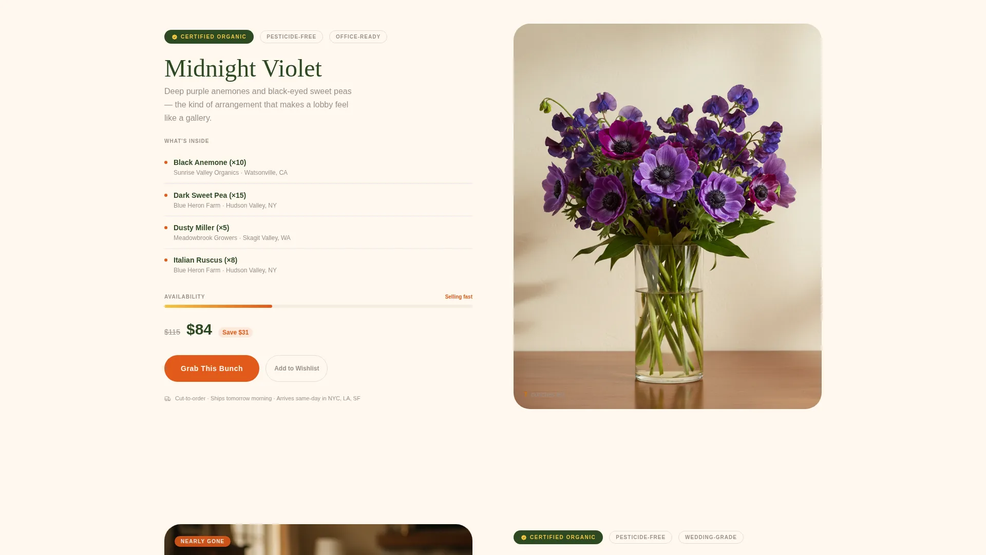 Organic Flower Shop Landing Page Template