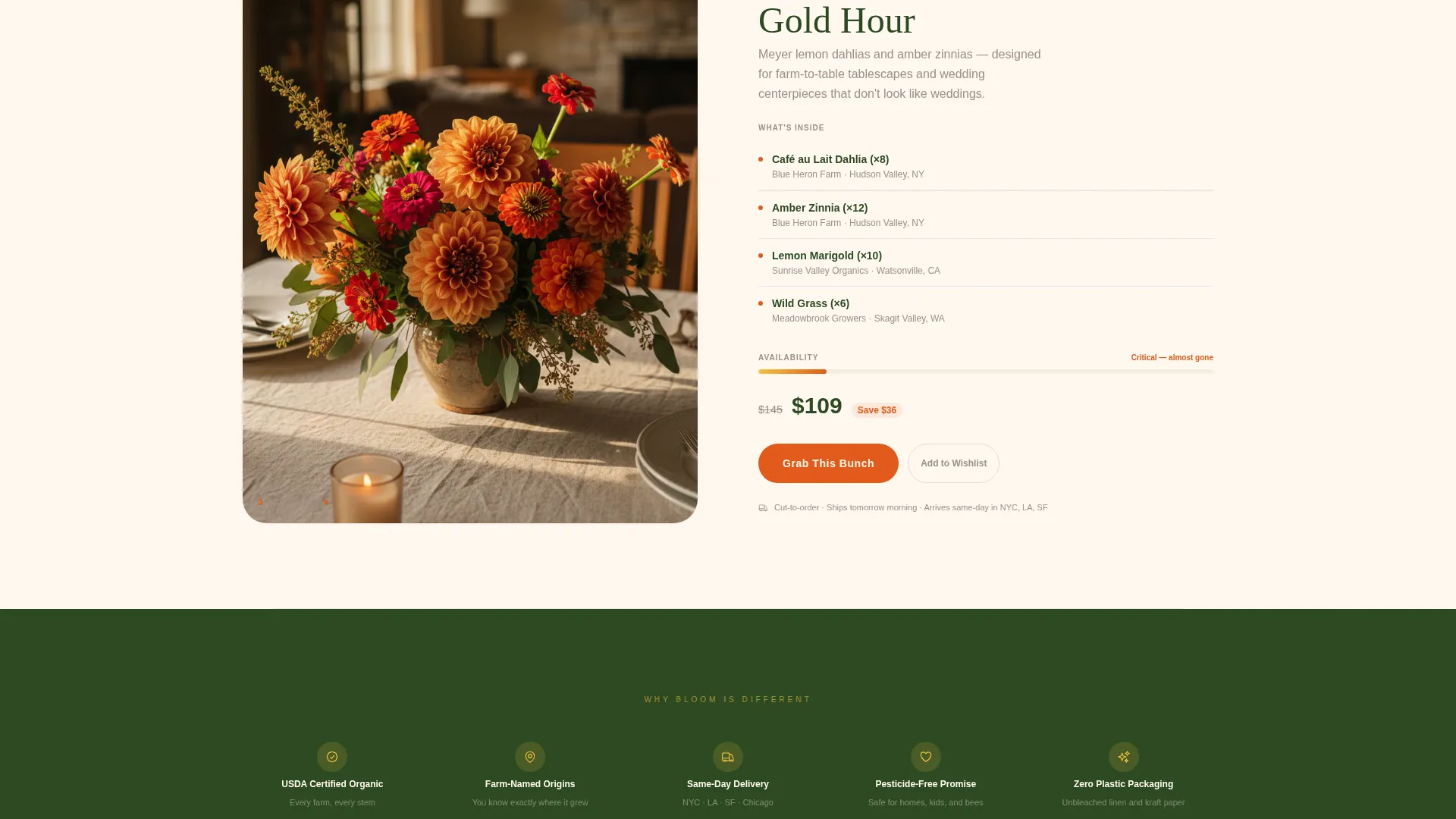 Organic Flower Shop Landing Page Template