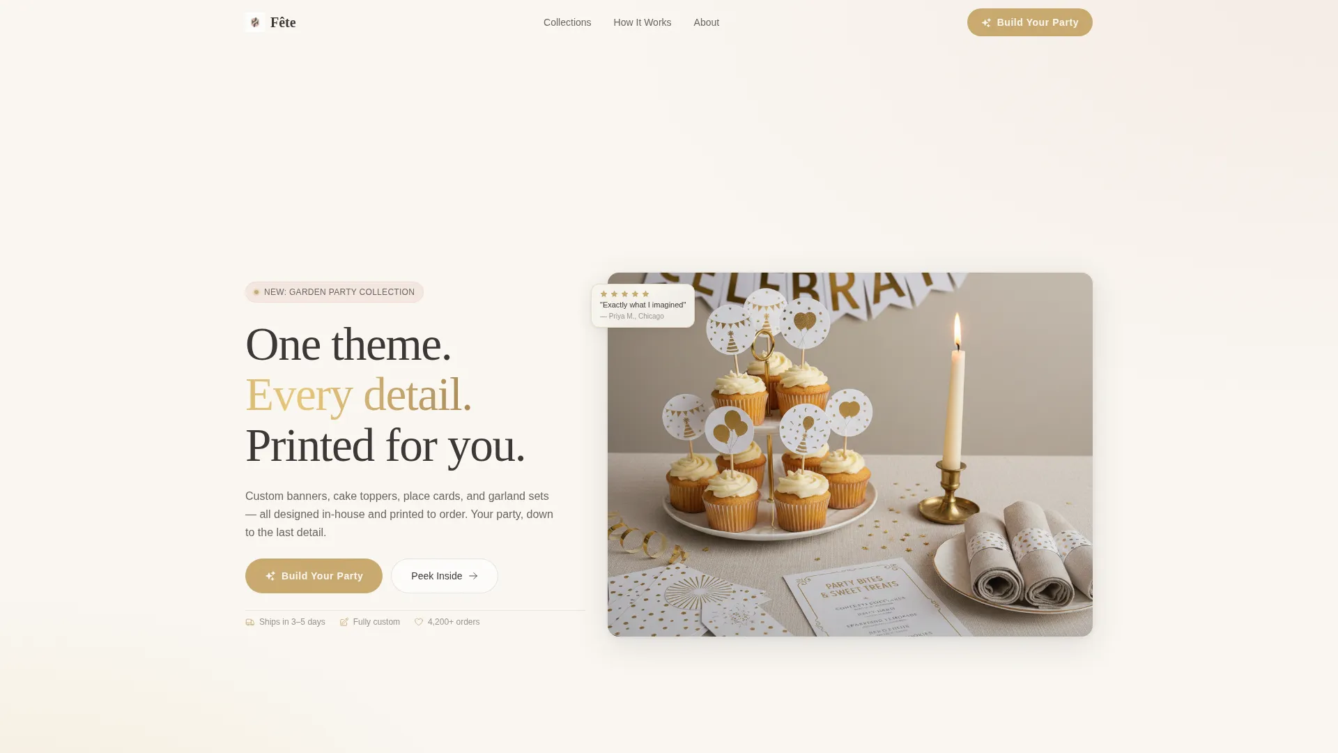 Elegant Party Supplies Landing Page Template