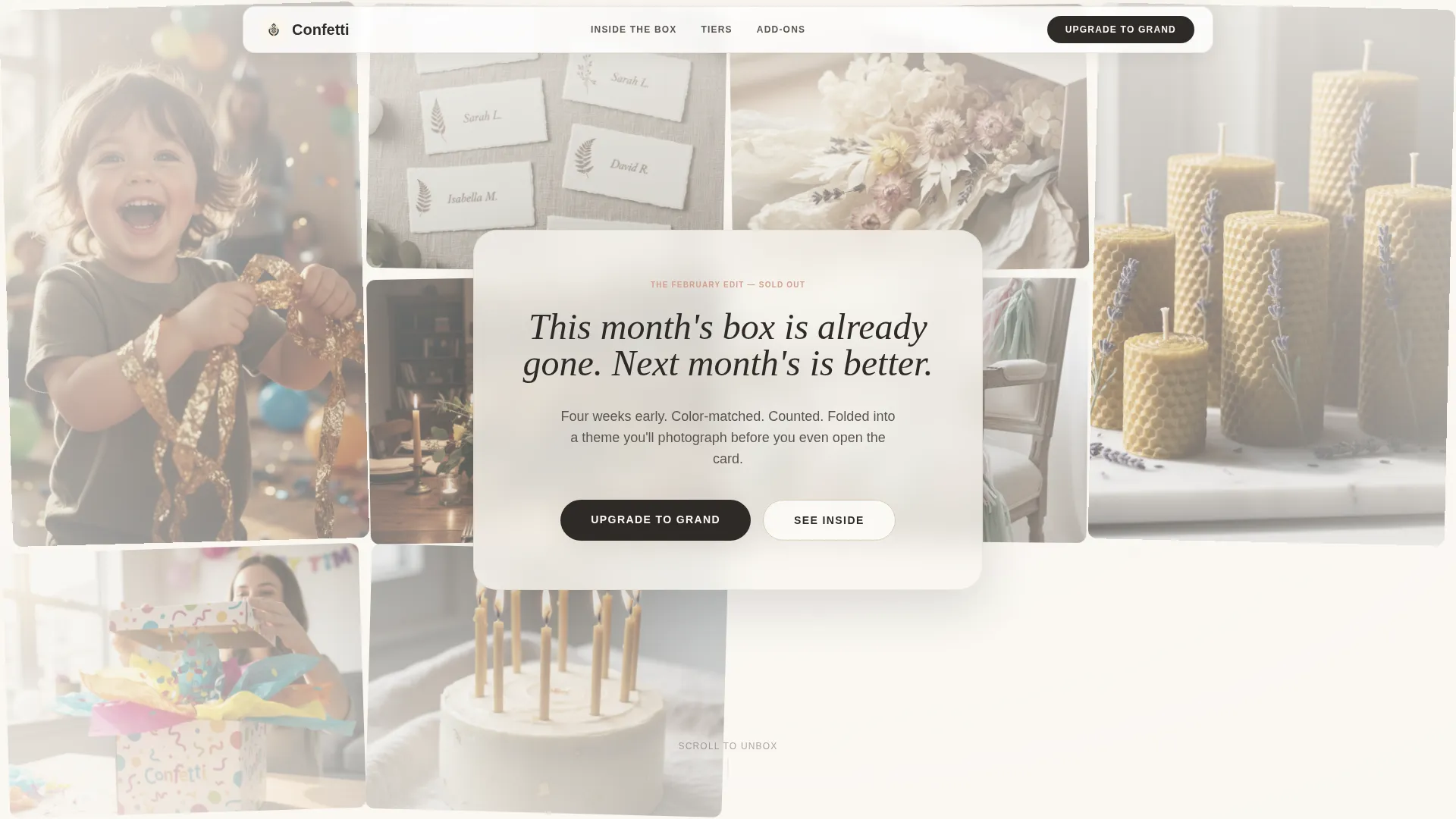 Curated Party Subscription Box Landing Page Template