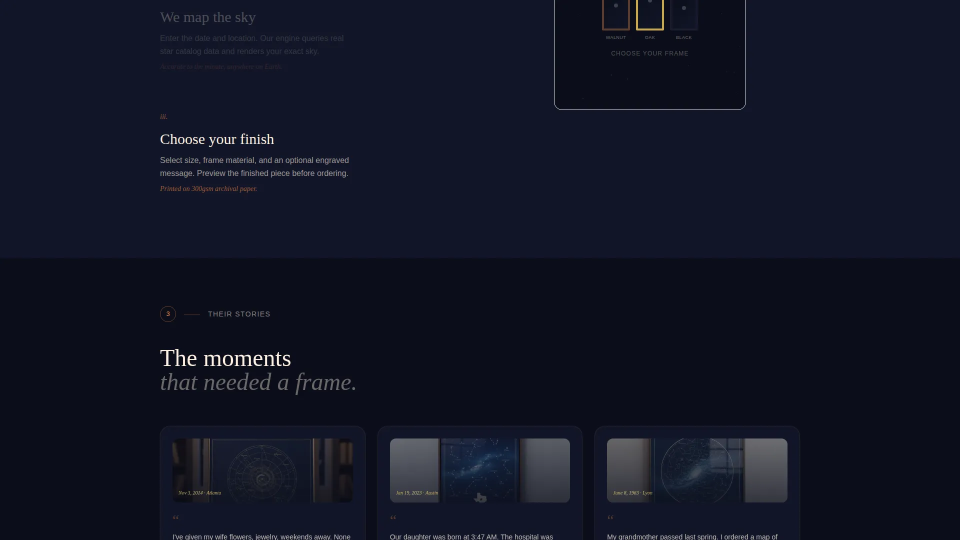 Personalized Star Map Bento Grid Landing Page