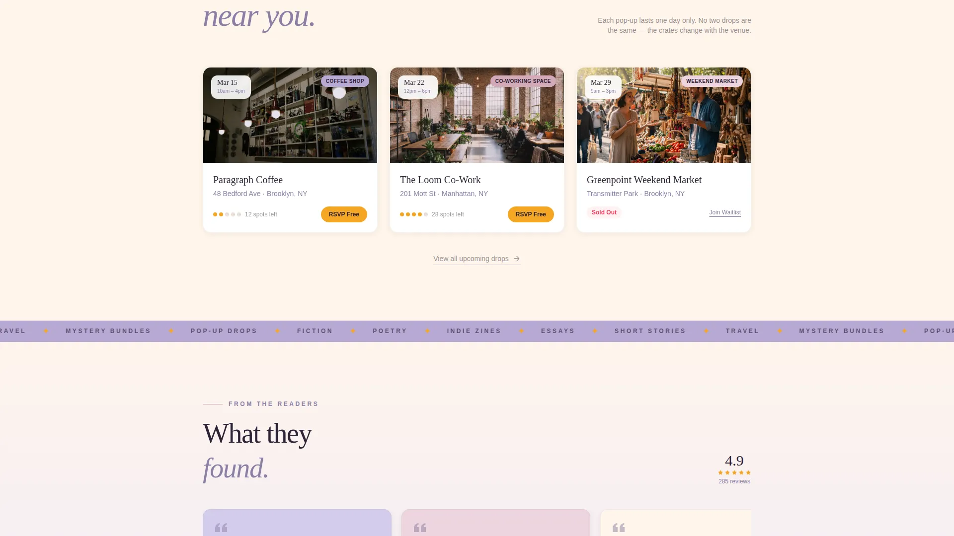 Whimsical Pop-Up Bookstore Landing Page Template