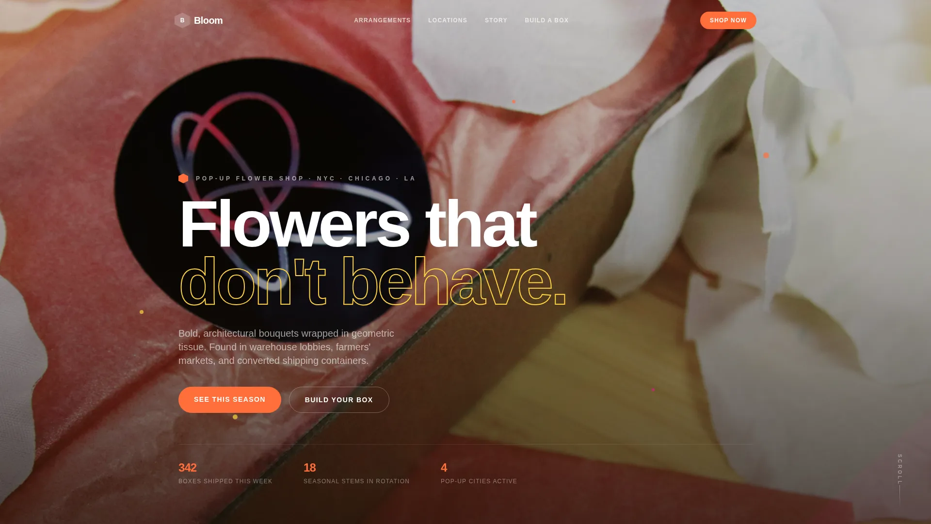 Vivid Florals Pop-Up Flower Shop Landing Page