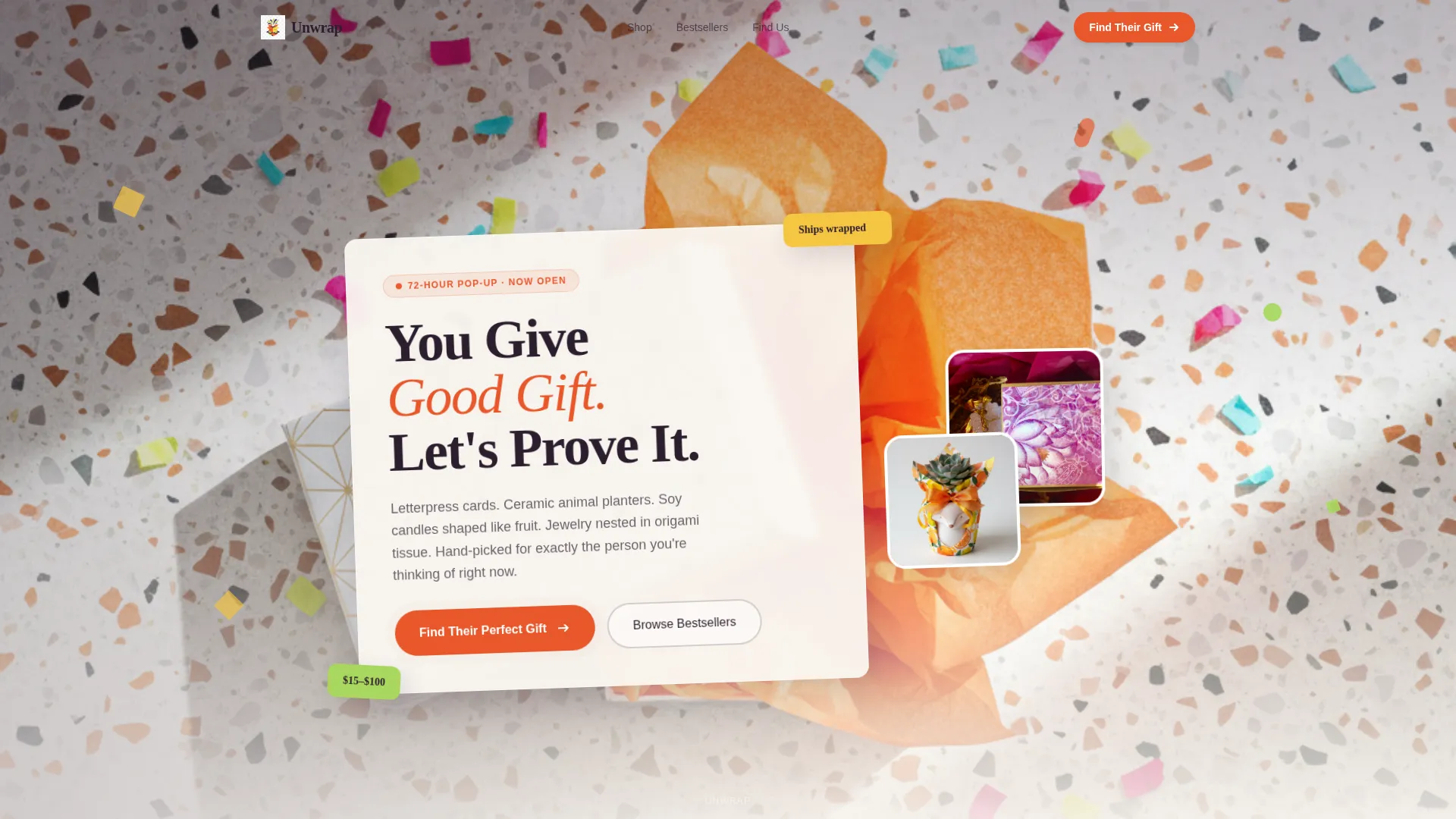 Playful Pop-Up Gift Shop Landing Page Template