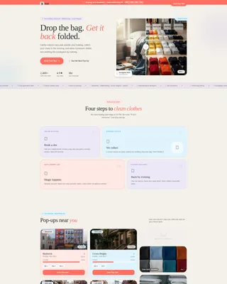 Playful Pop-Up Laundry Service Landing Page Template