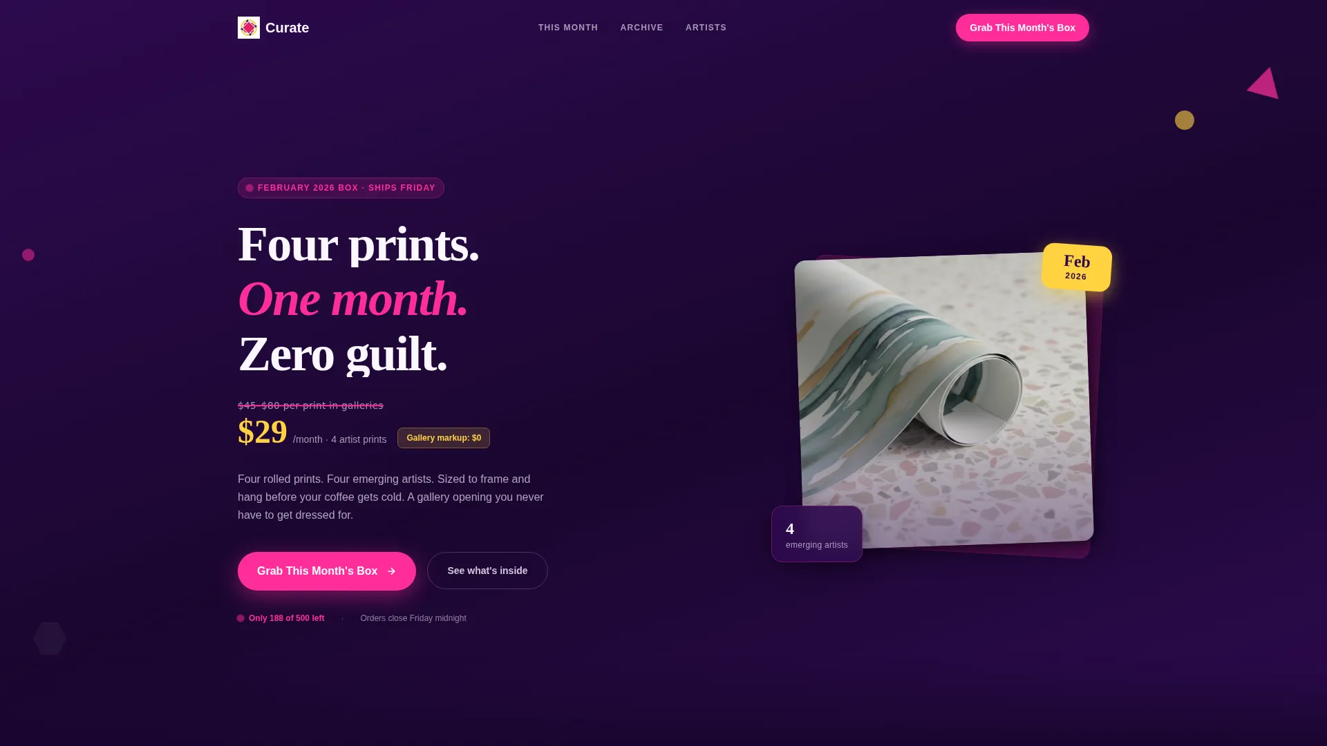 Playful Art Prints Subscription Landing Page Template