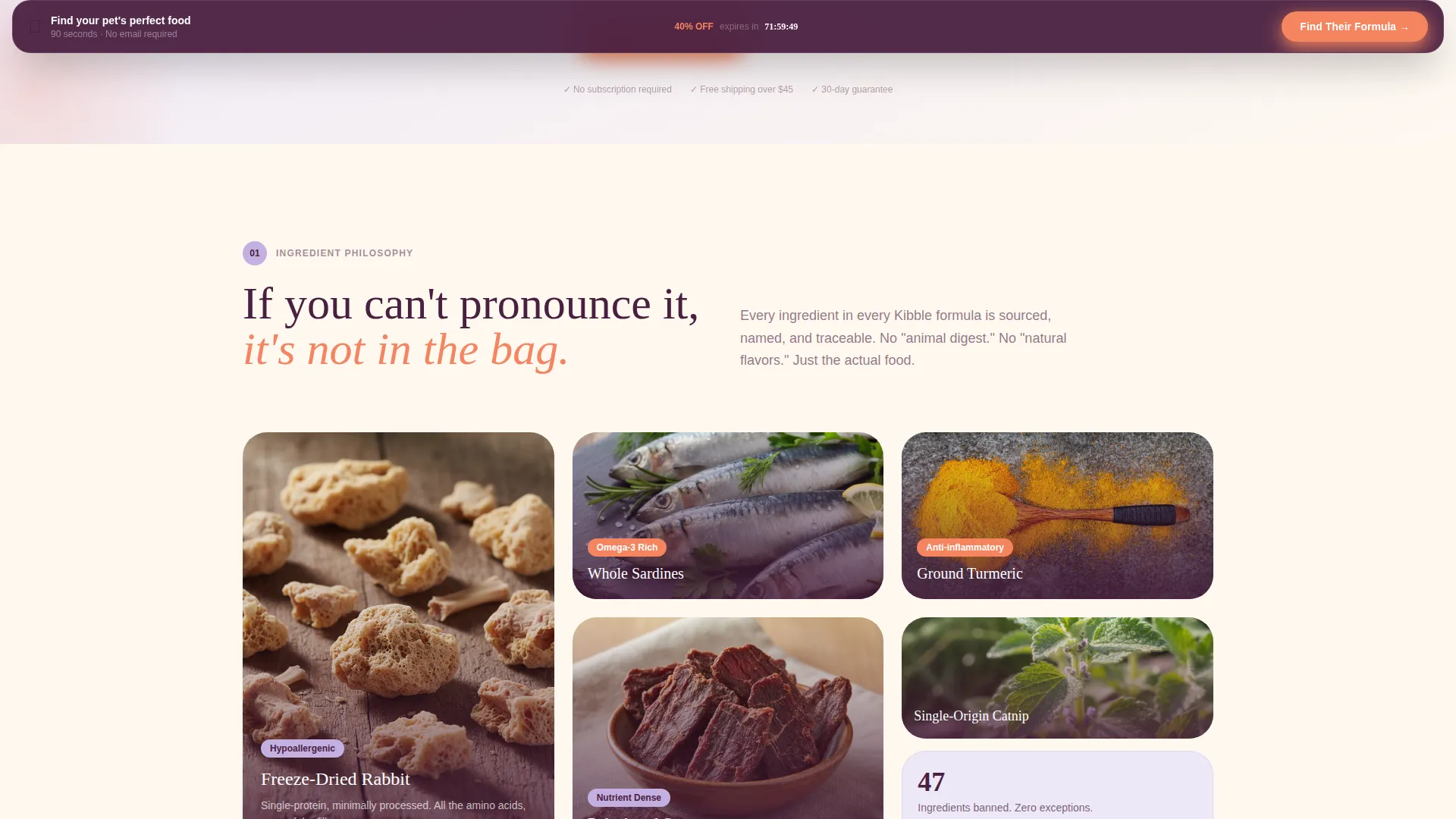 Premium Pet Nutrition Quiz Landing Page Template