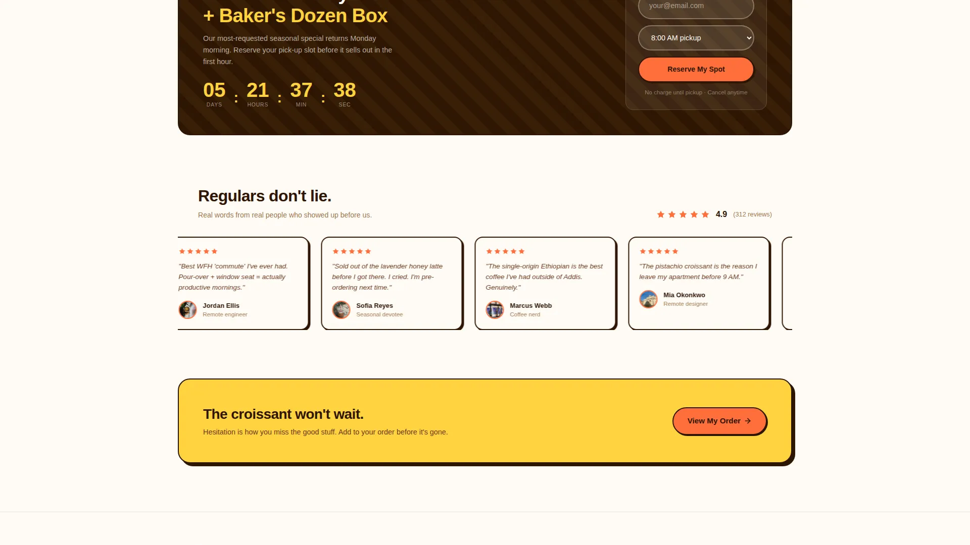 Vibrant Café Landing Page Template | Masonry Grid