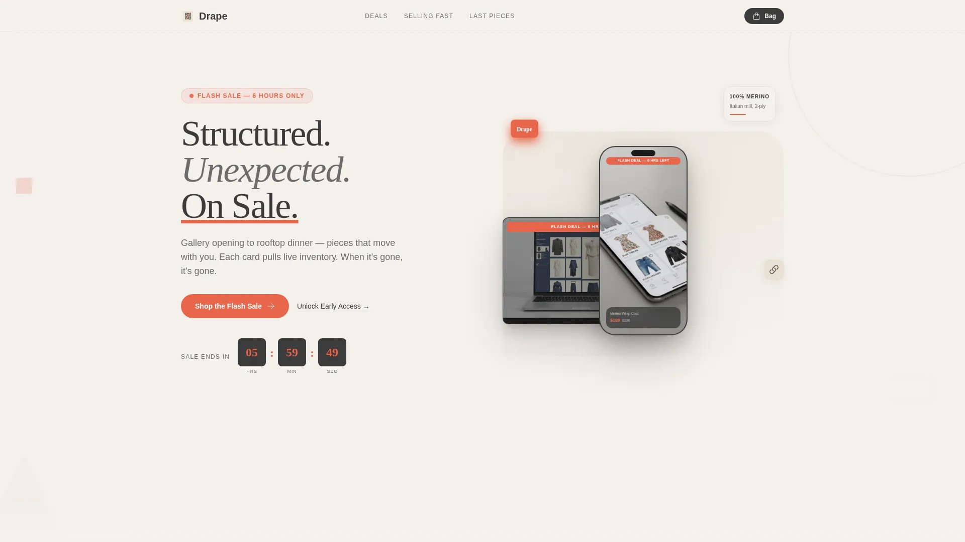 Geometric Fashion Flash Sale Landing Page