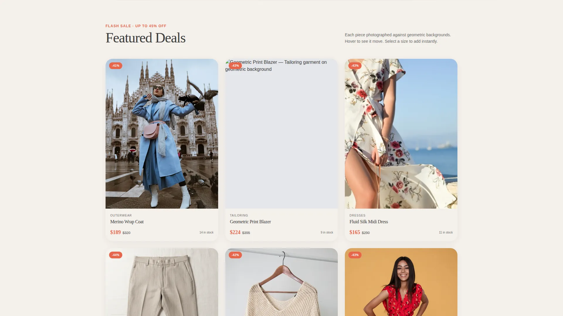 Geometric Fashion Flash Sale Landing Page