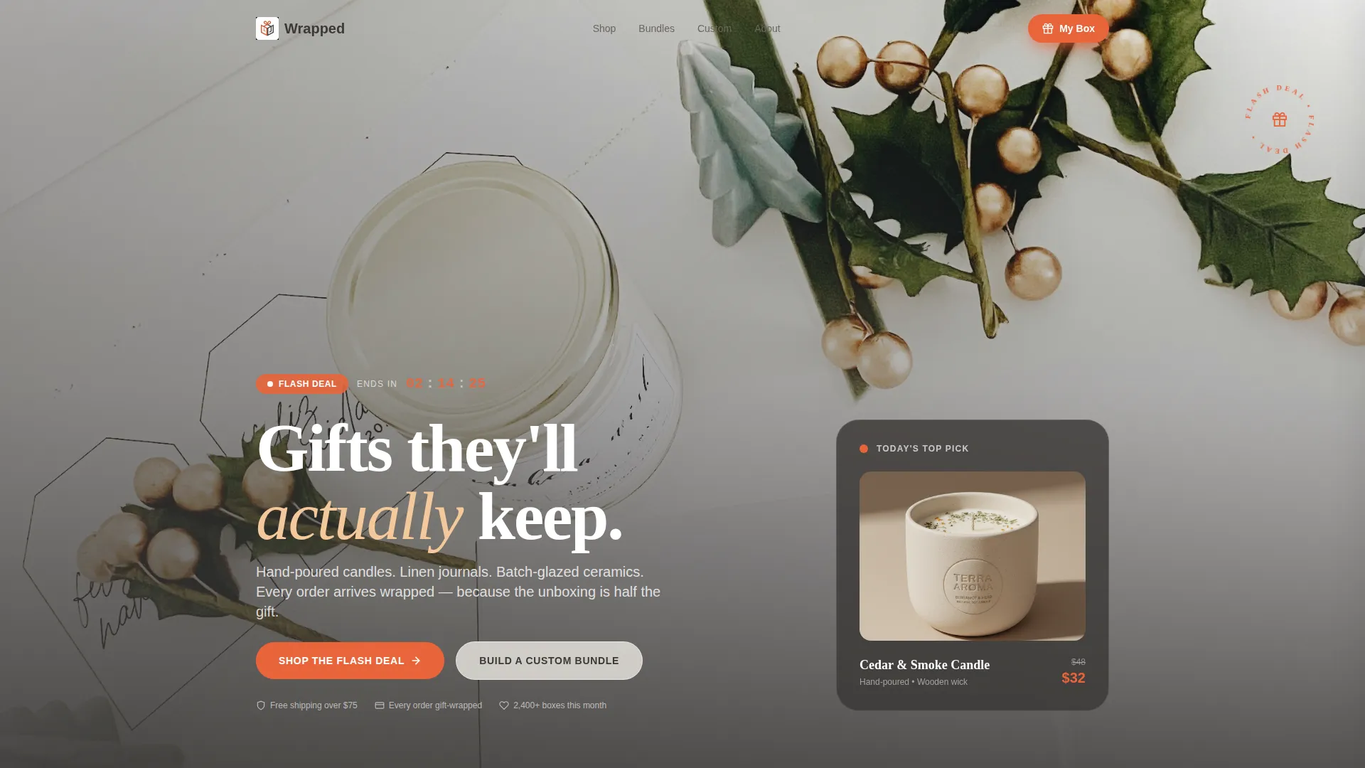 Premium Gift Shop Bento Grid Landing Page Template