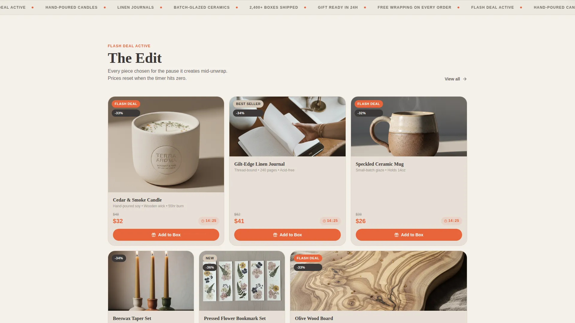 Premium Gift Shop Bento Grid Landing Page Template