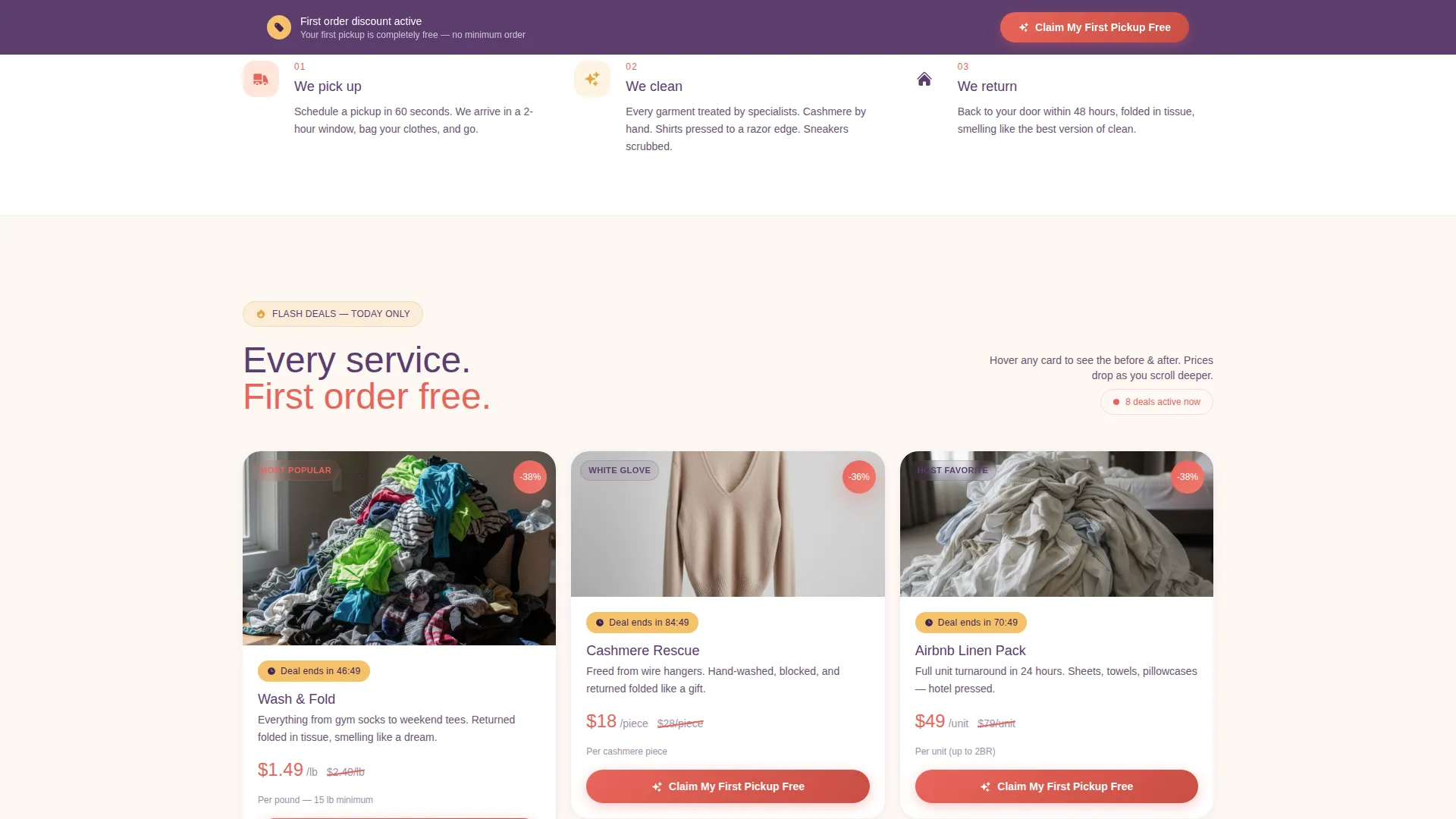 Premium Laundry Service Landing Page Template