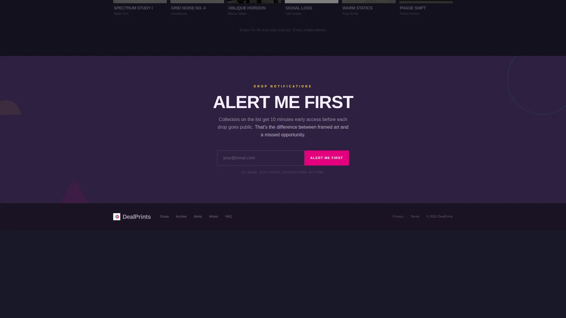Limited Edition Art Drop Landing Page Template