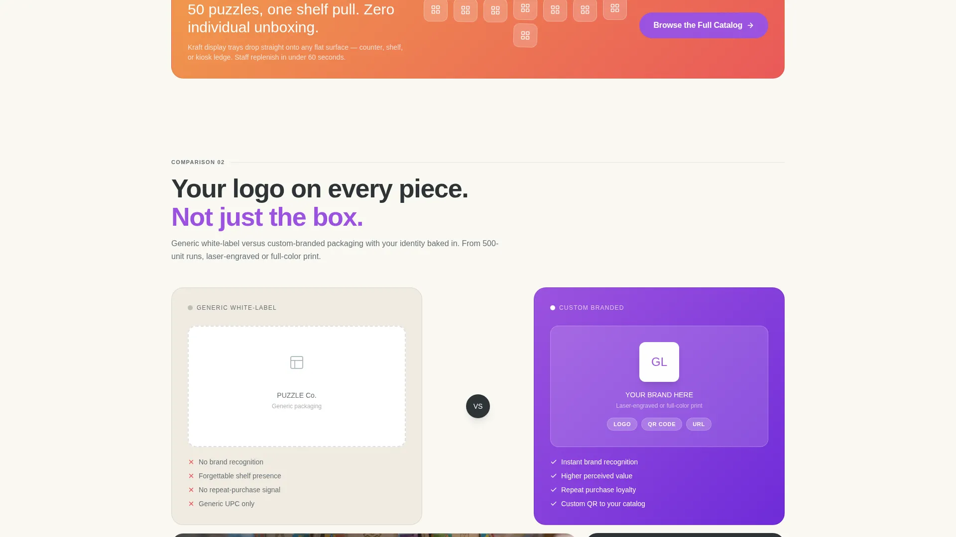 Playful Wholesale Puzzles Bento Grid Landing Page