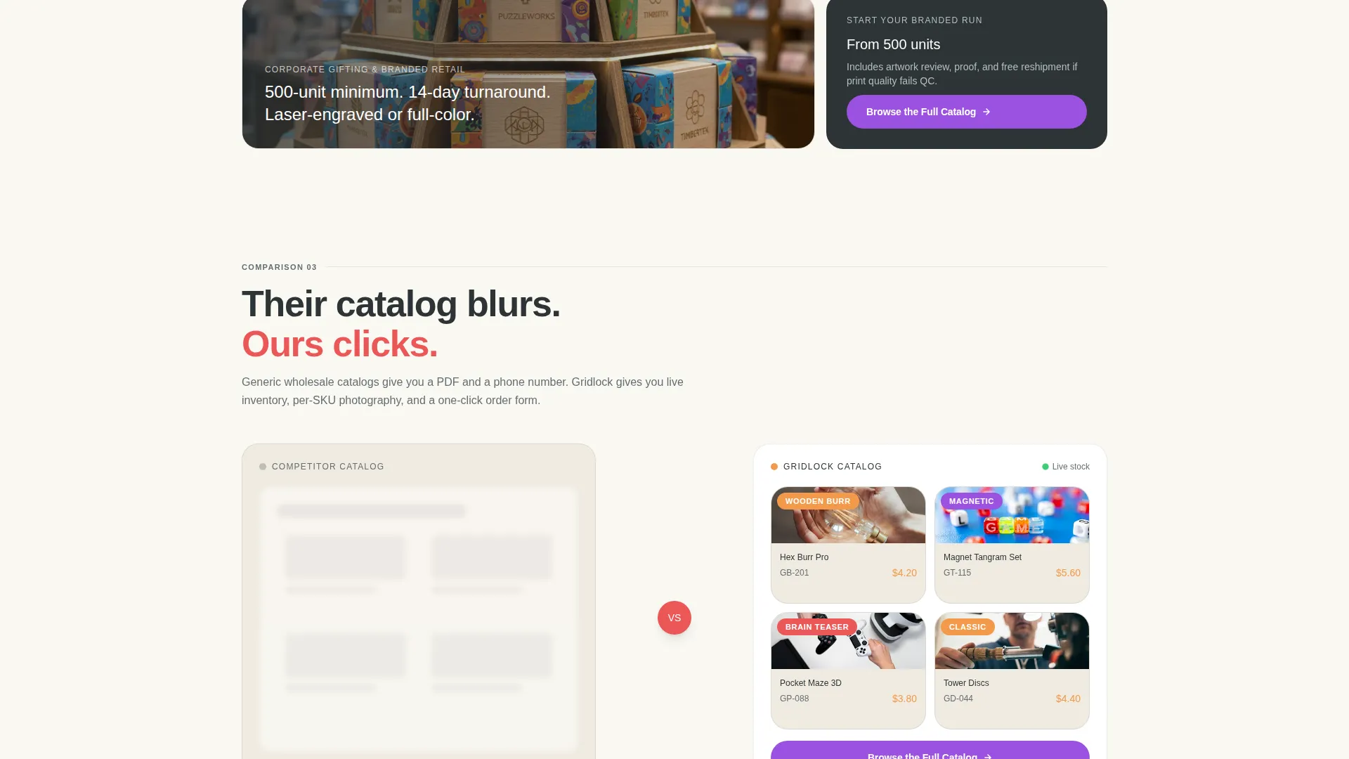 Playful Wholesale Puzzles Bento Grid Landing Page