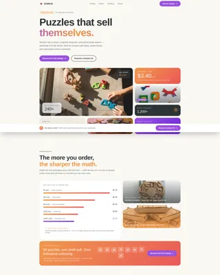 Playful Wholesale Puzzles Bento Grid Landing Page