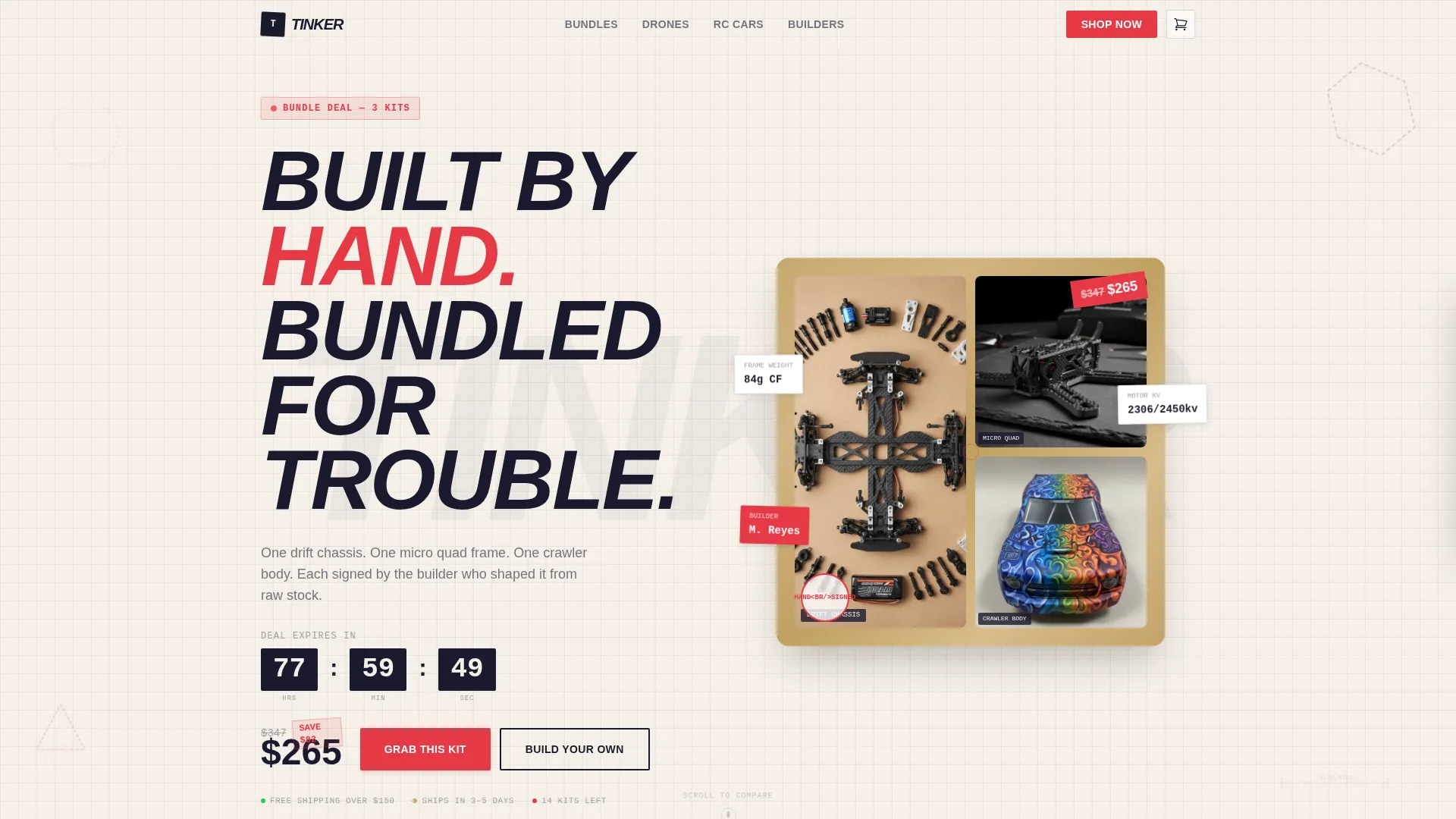 Artisan RC Cars & Drones Hobby Store Landing Page