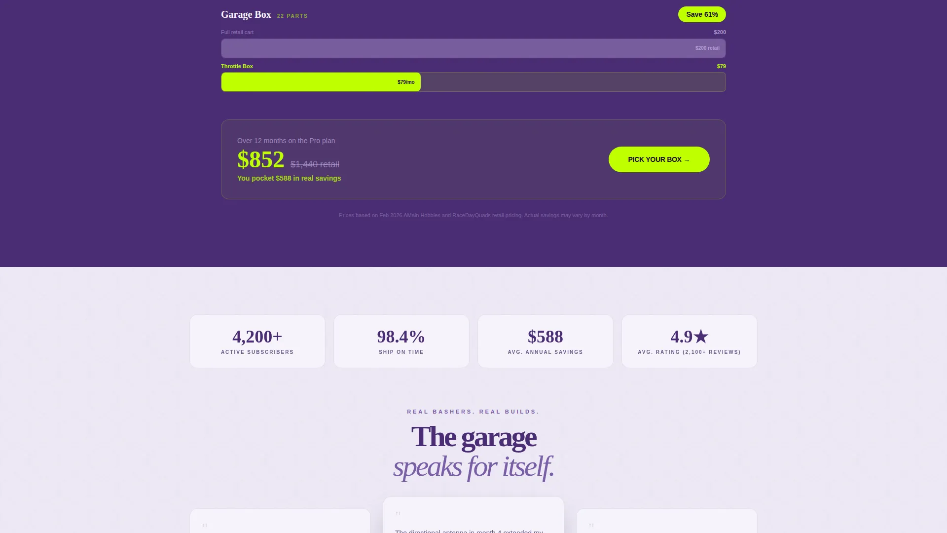 RC Hobby Subscription Box Landing Page Template