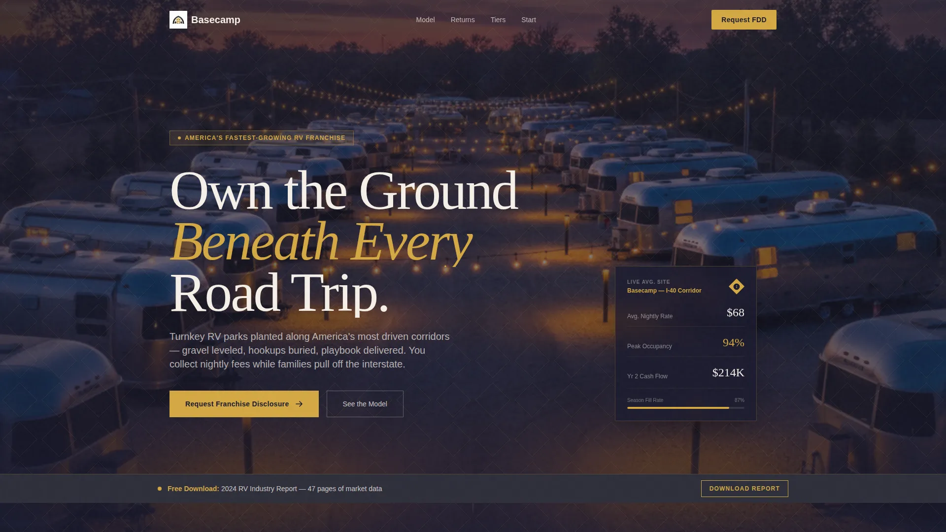 RV Park Franchise Landing Page Template