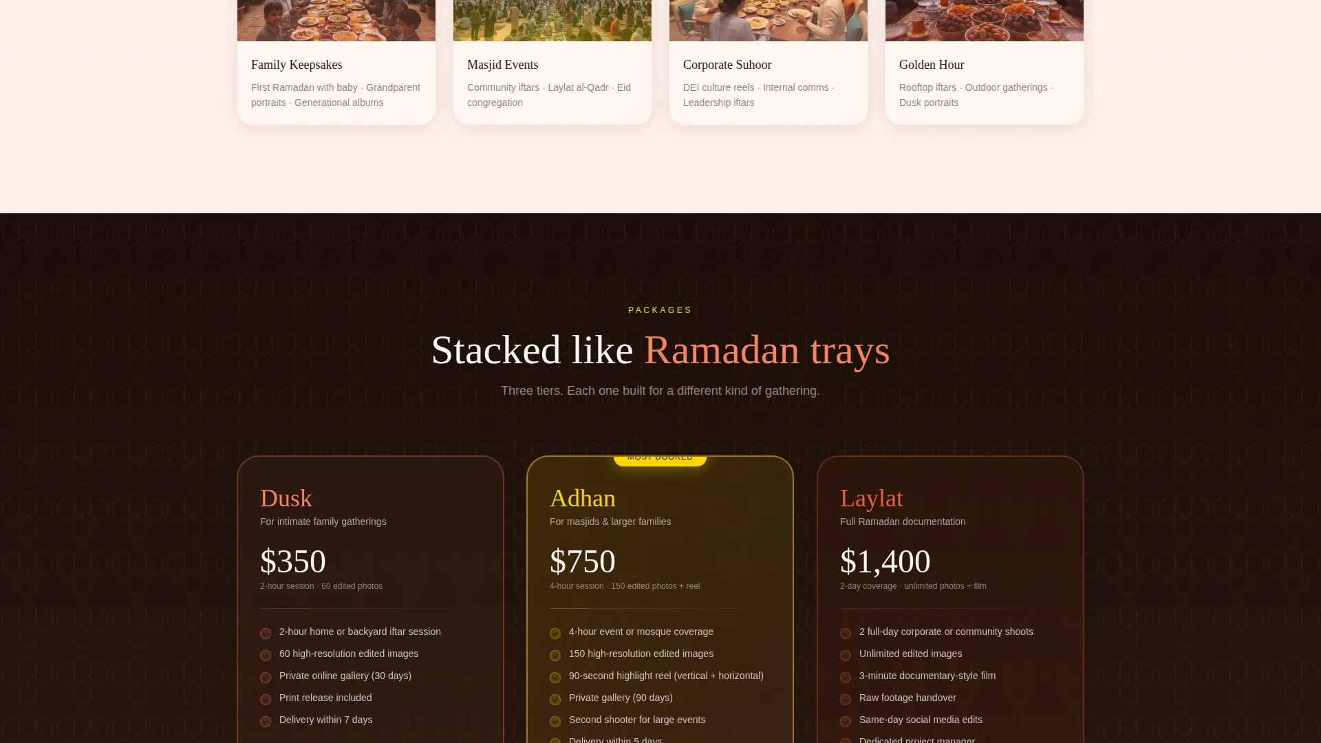 Ramadan Photography Landing Page Template