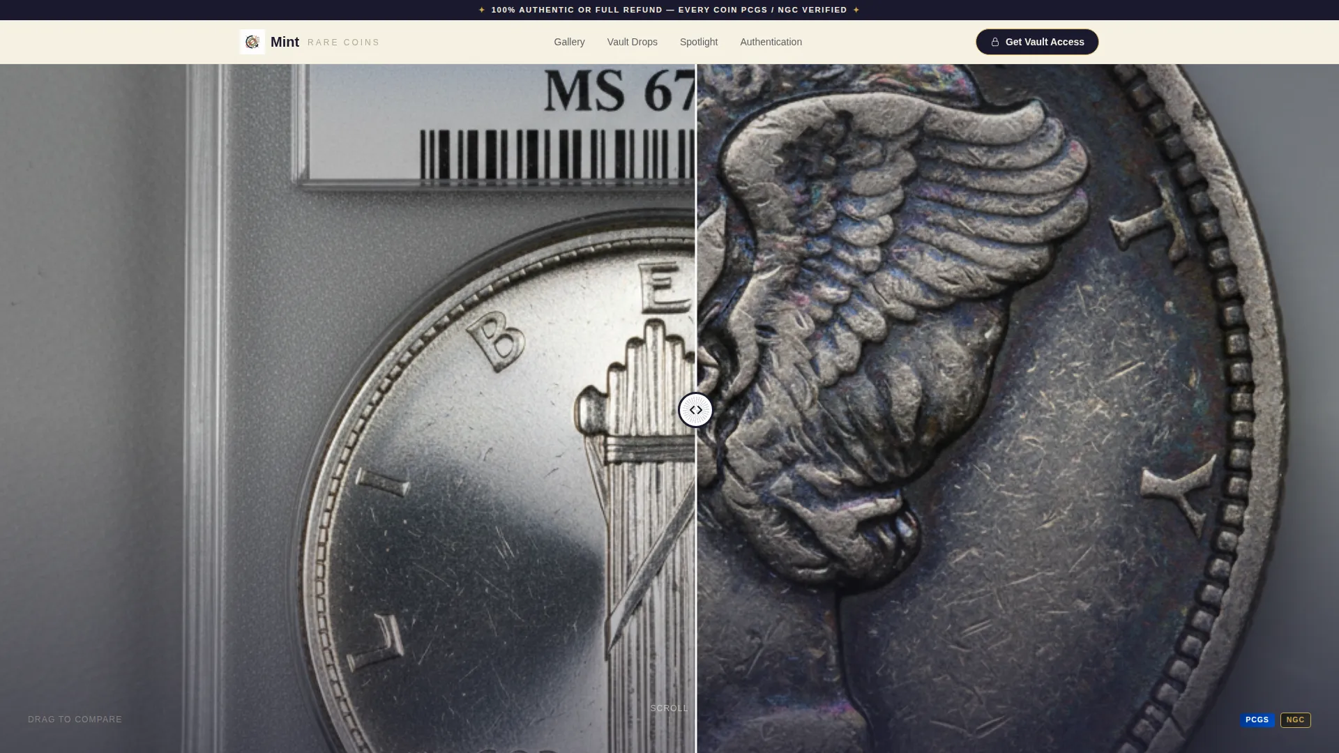 Specialist Coin & Numismatics Portfolio & Case Study Website Template