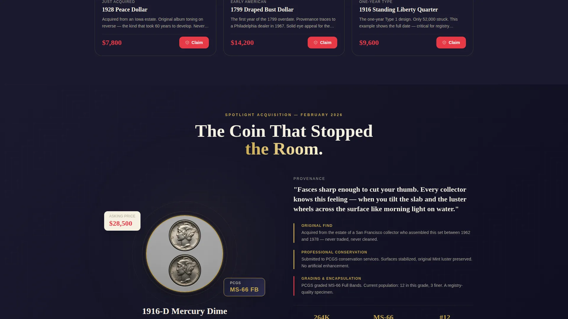 Specialist Coin & Numismatics Portfolio & Case Study Website Template