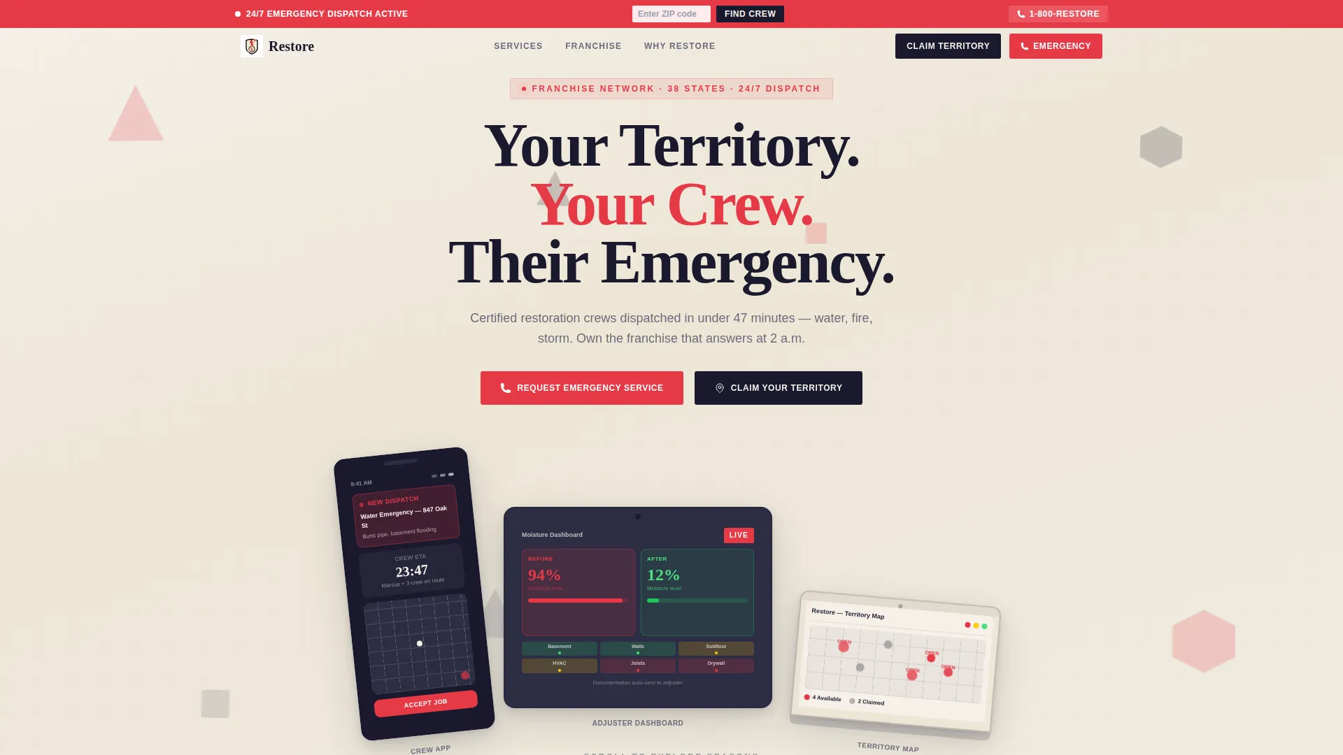 Restoration Franchise Landing Page Template