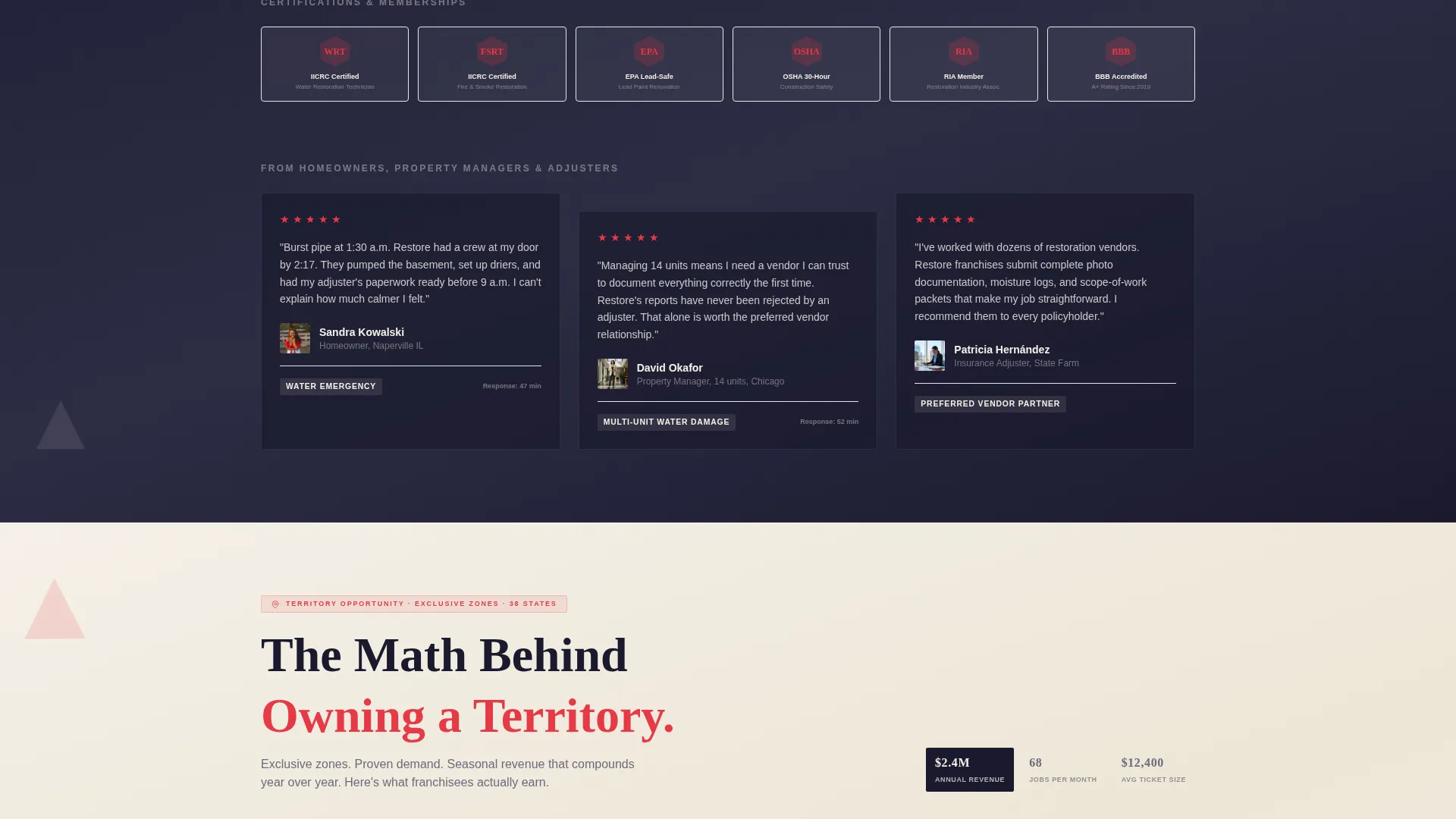 Restoration Franchise Landing Page Template