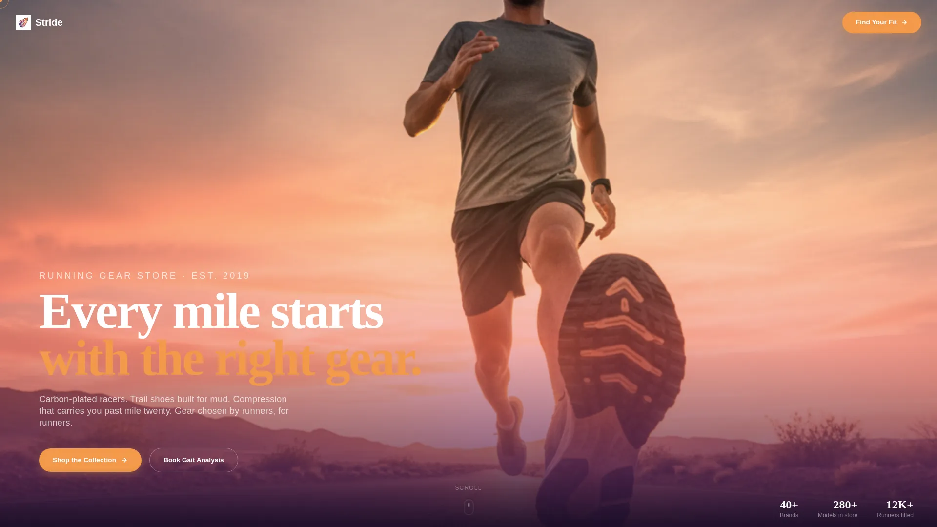 Running Gear Store Landing Page Template