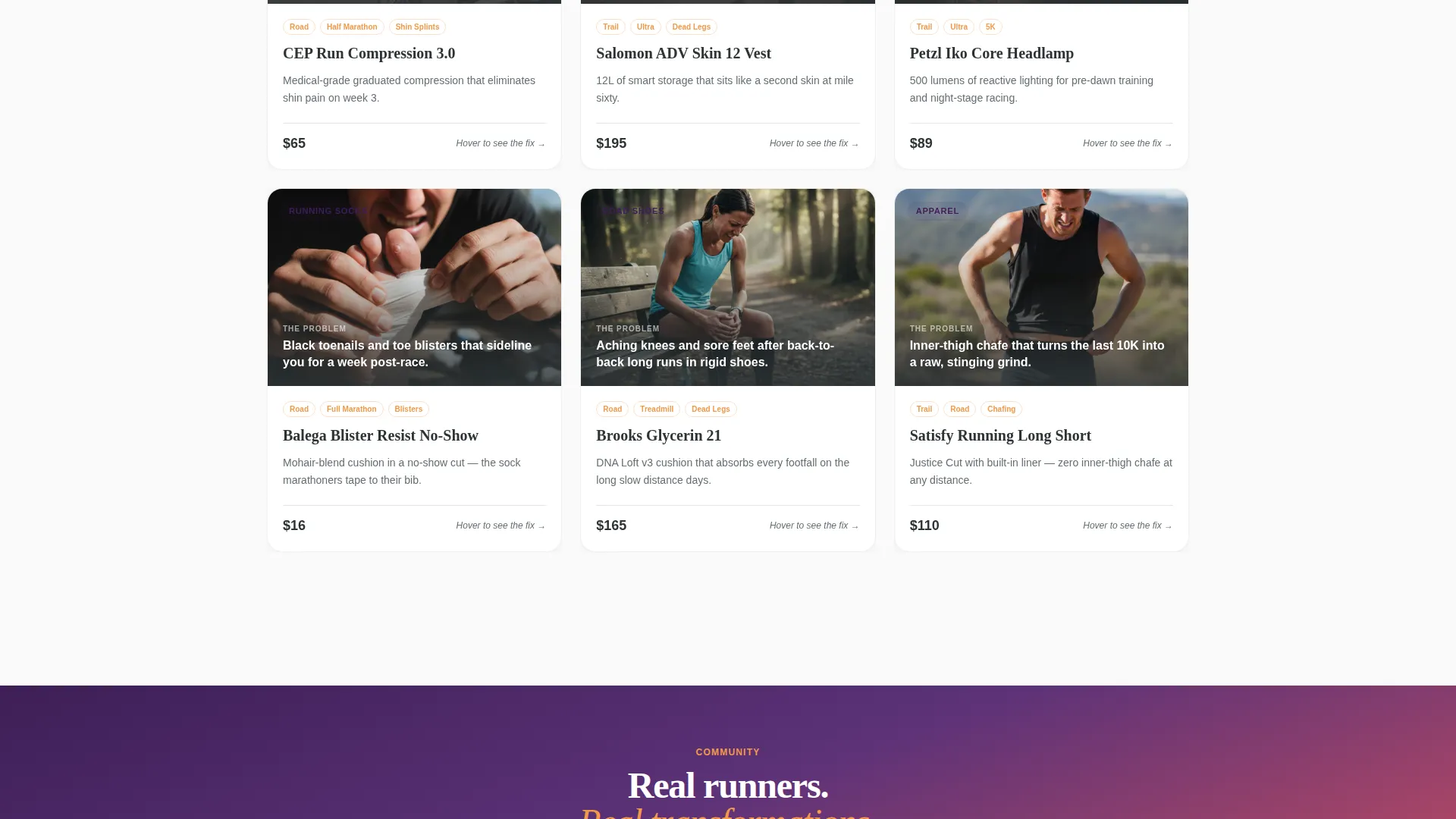 Running Gear Store Landing Page Template