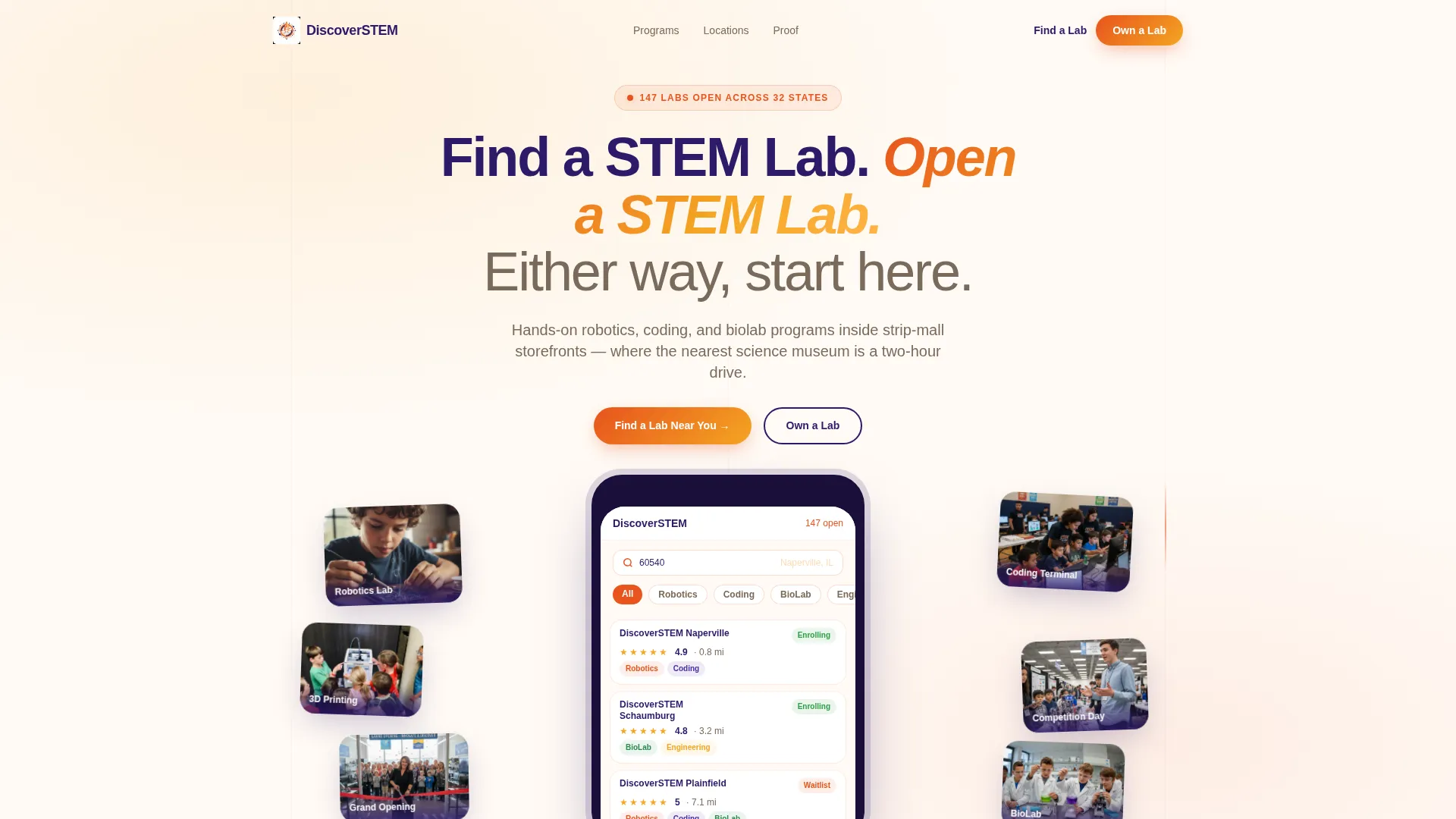 STEM Franchise Landing Page Template | Bento Grid