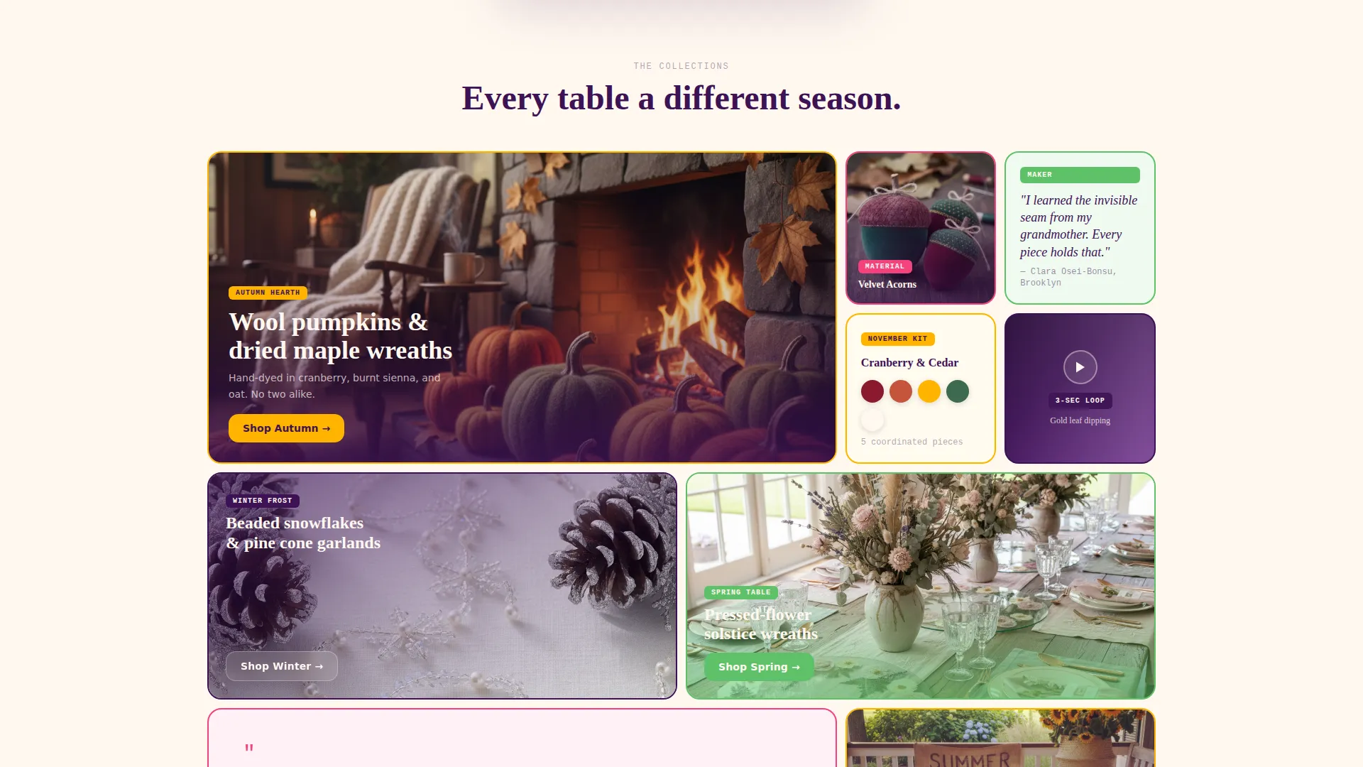 Artisan Seasonal Landing Page Template