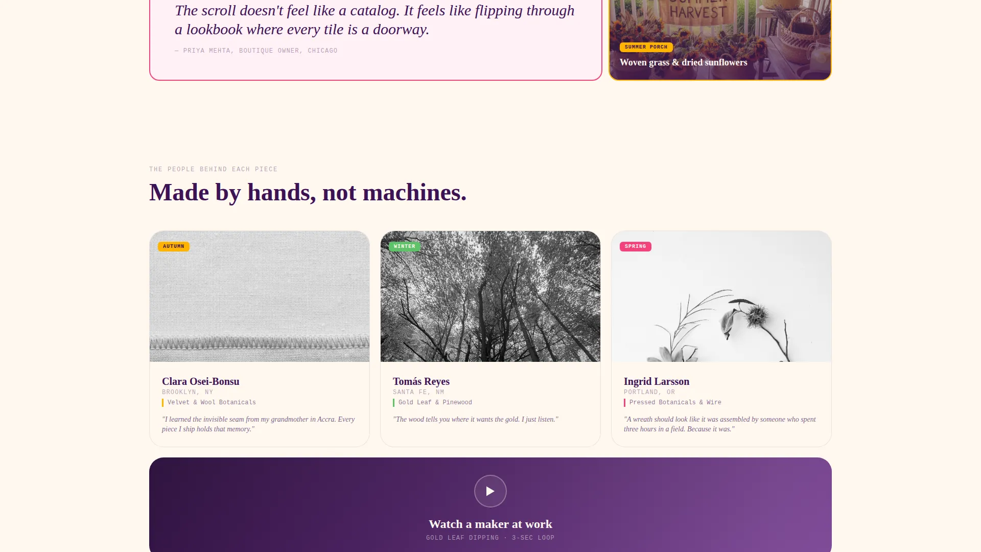 Artisan Seasonal Landing Page Template