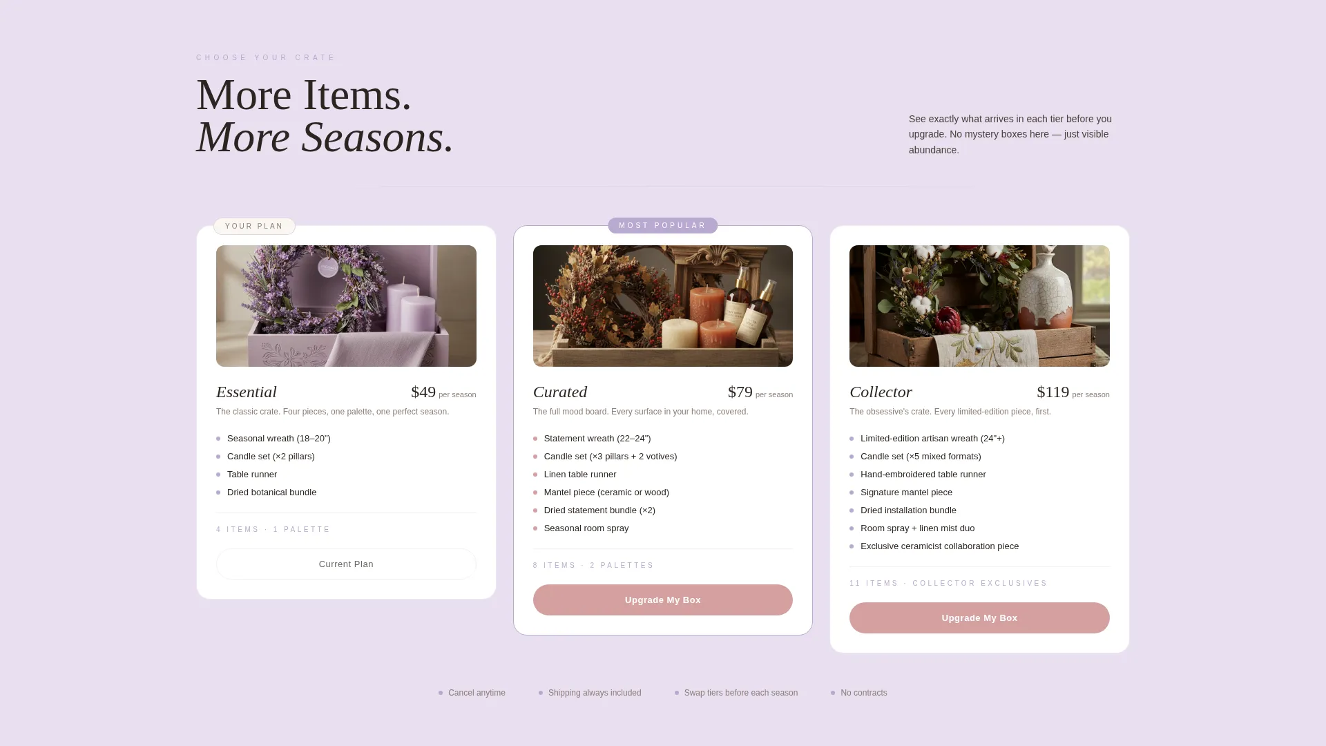 Seasonal Decorations Subscription Landing Page Template