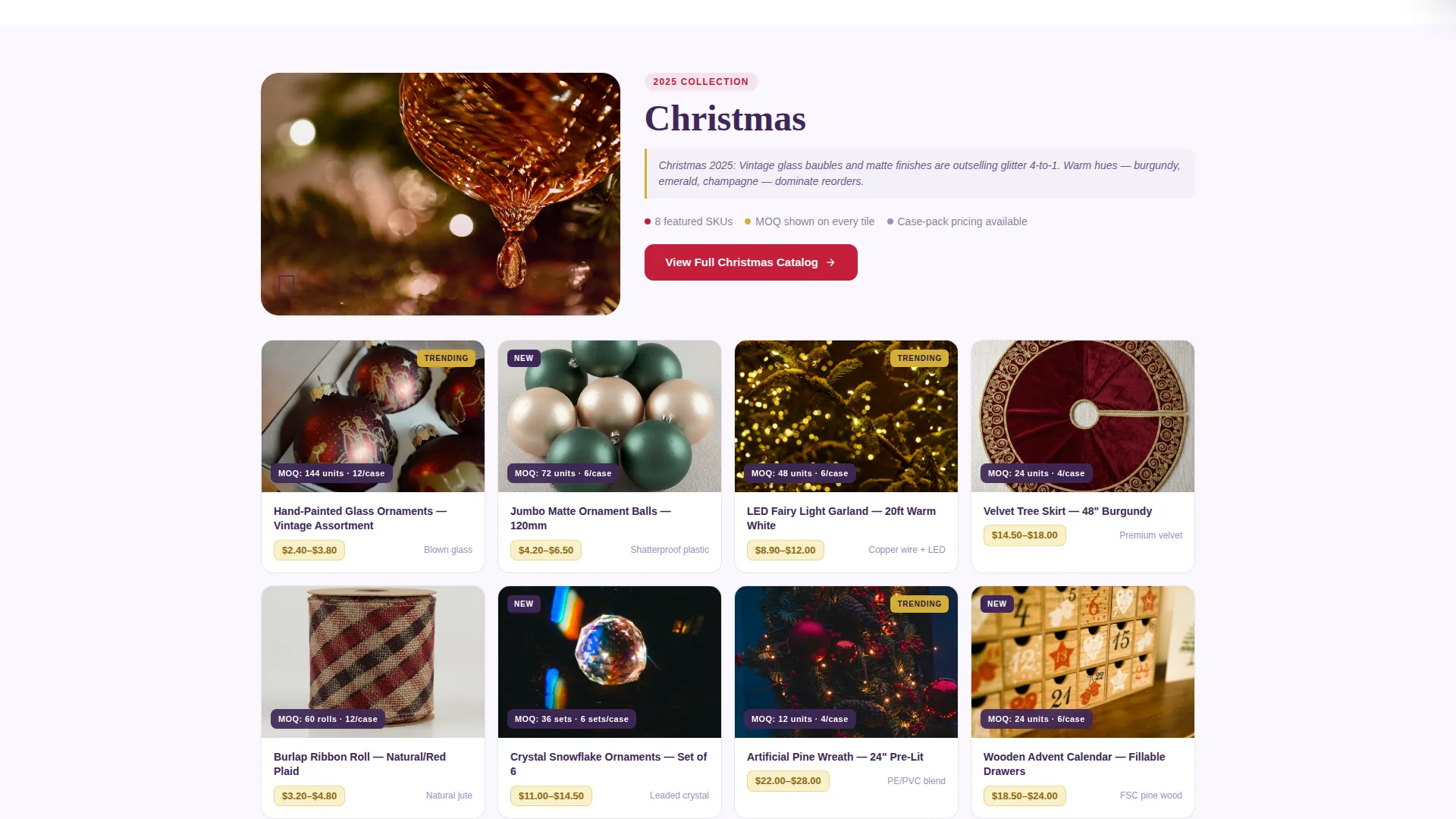 Curated Seasonal Decorations Landing Page Template