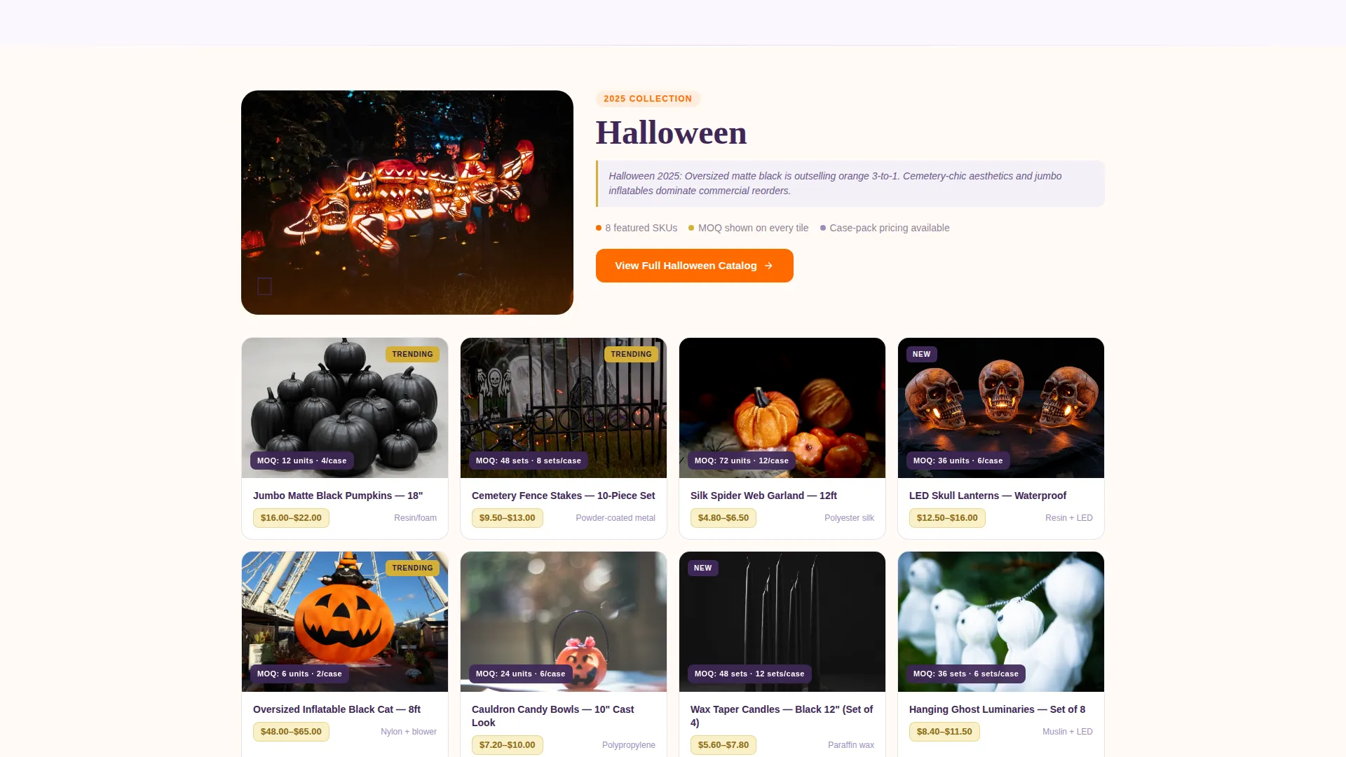 Curated Seasonal Decorations Landing Page Template