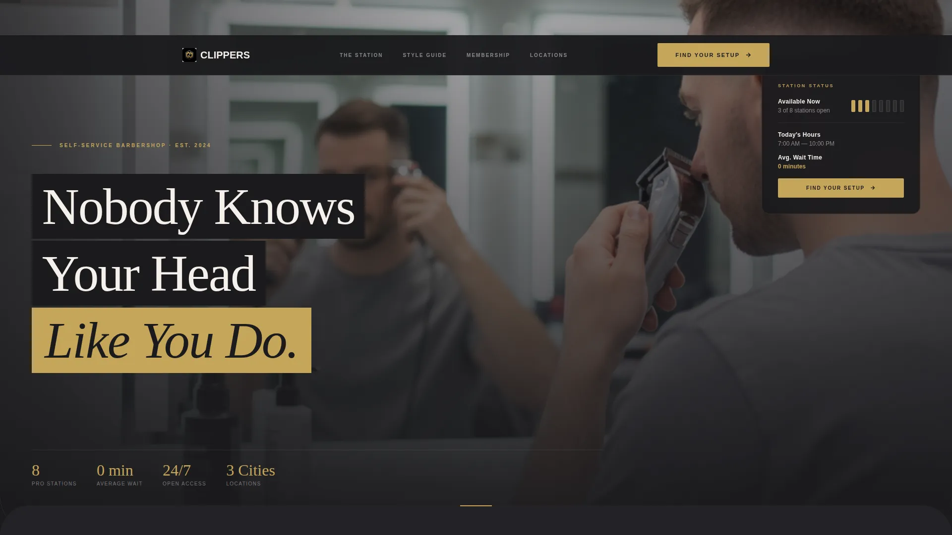 Bold Self-Service Barbershop Landing Page Template
