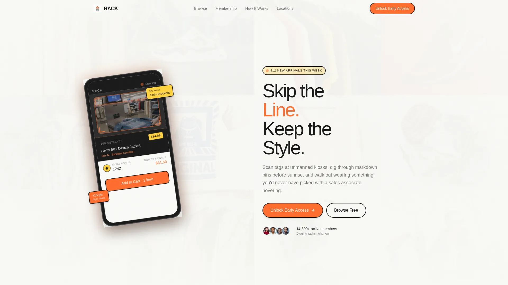 Self-Service Clothing Store Bento Grid Landing Page